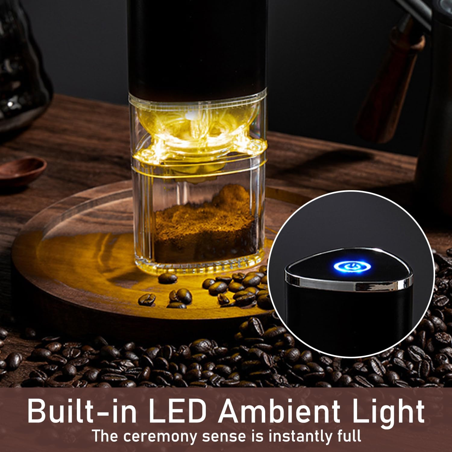 Uandhome Portable Electric Coffee Grinder with Ceramic Grinding Head,Electric/Manual 2-In-1 Cafe Grind & USB Rechargeable Coffee Bean Grinder for Beans, Spices, Herb,Grains image number 4