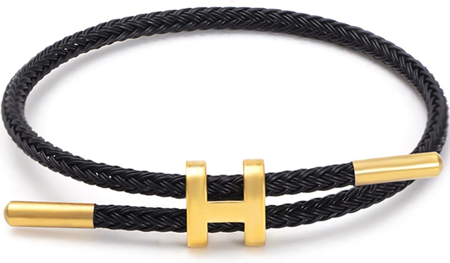 Simple Titanium Rope Steel Wire Bracelet with Adjustable Design Polished H Shape Clasp Bracelet Outdoor Casual Minimalist Fashion for Women Men (Black) image number 1