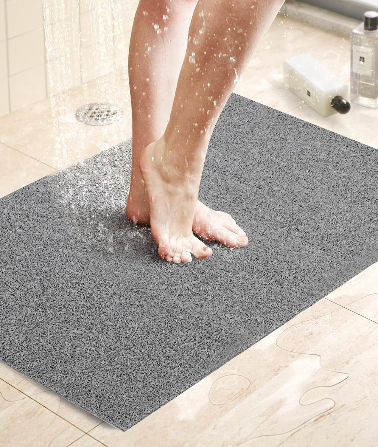 Non Slip Shower Mat Quick Drying Bathroom Accessories Water Proof Soft PVC Loofah Shower Mat for Toilet image number 1