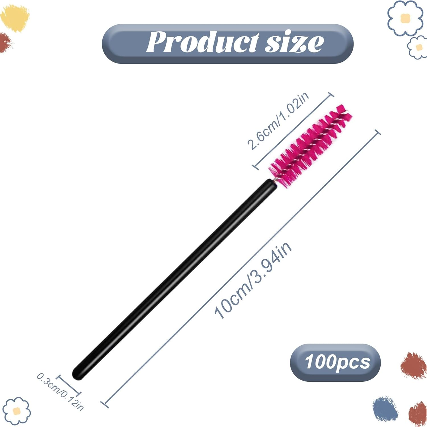100 Pcs Disposable Spoolies,Eyebrow Brush,Eyelash Brush,Mascara Wand for Eyelash Extension and Eyebrow image number 1