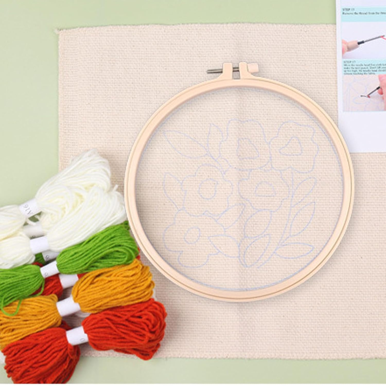 DONHUA 1Set Punch Needle Embroidery Starter Kits, Simple Casual Embroidery Kit for Beginners for Adult, Handcraft Punch Needle Kits with Embroidery Hoops image number 2