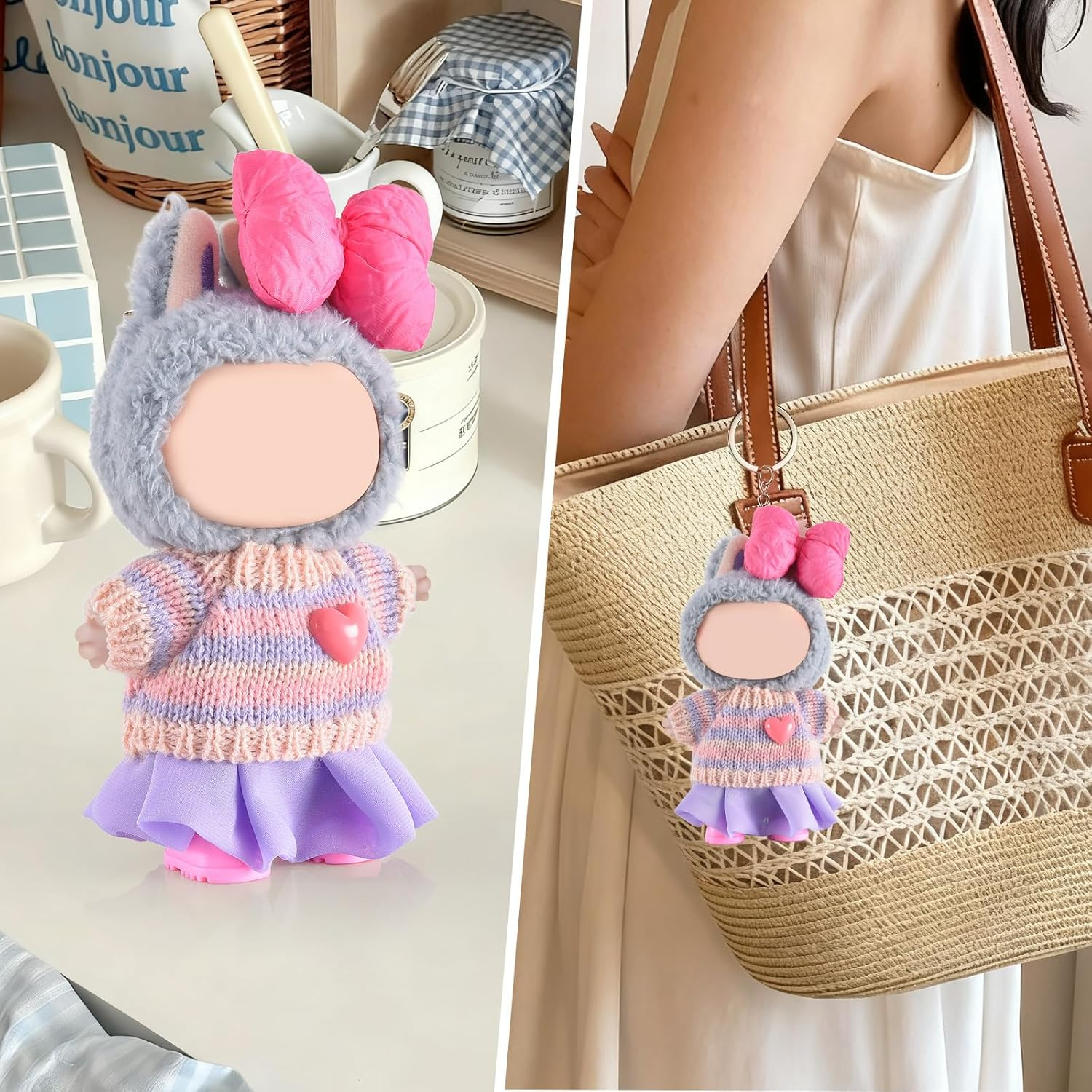 17Cm Doll Clothes, Cute Dolls Outfit Accessories with Sweater, Dress, Shoes, Clothing Set for Bubudolls image number 4