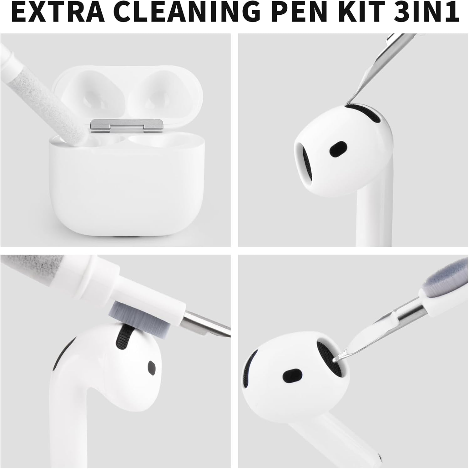 Vancle Cleaner Kit for Airpods 1 2&Samsung Galaxy Buds 3 3 Pro, 3 in 1 Cleaning Pen Soft Brush for Bluetooth Earphones. Laptop, Tablet, Smartphone (White) image number 3