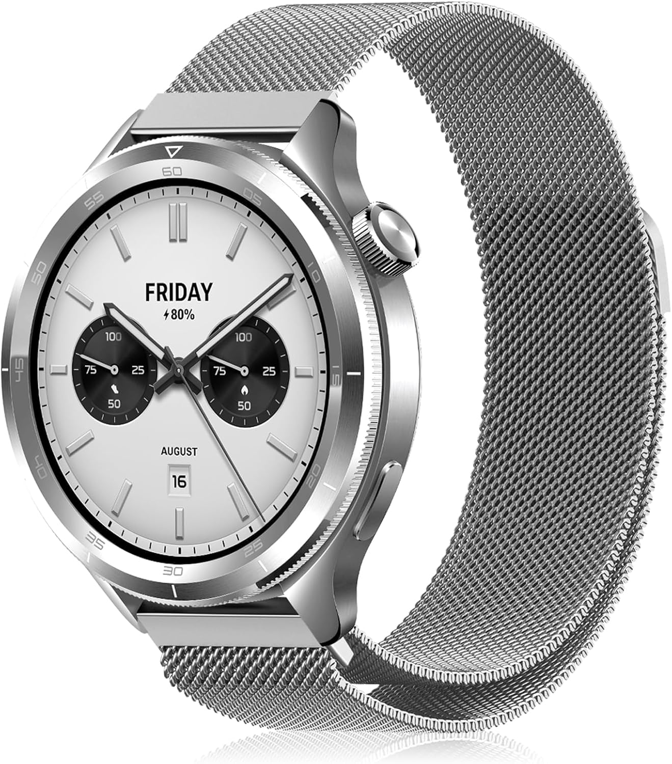 Yealred 22 Mm Metal Strap Compatible with Xiaomi Watch S4 / S4 Sport / S3 / S2 /S1, Comfortable Breathable Mesh Strap with Magnetic Buckle for Xiaomi Redmi Watch 5 Active / 5 Lite / 3 Active (Silver) image number 4