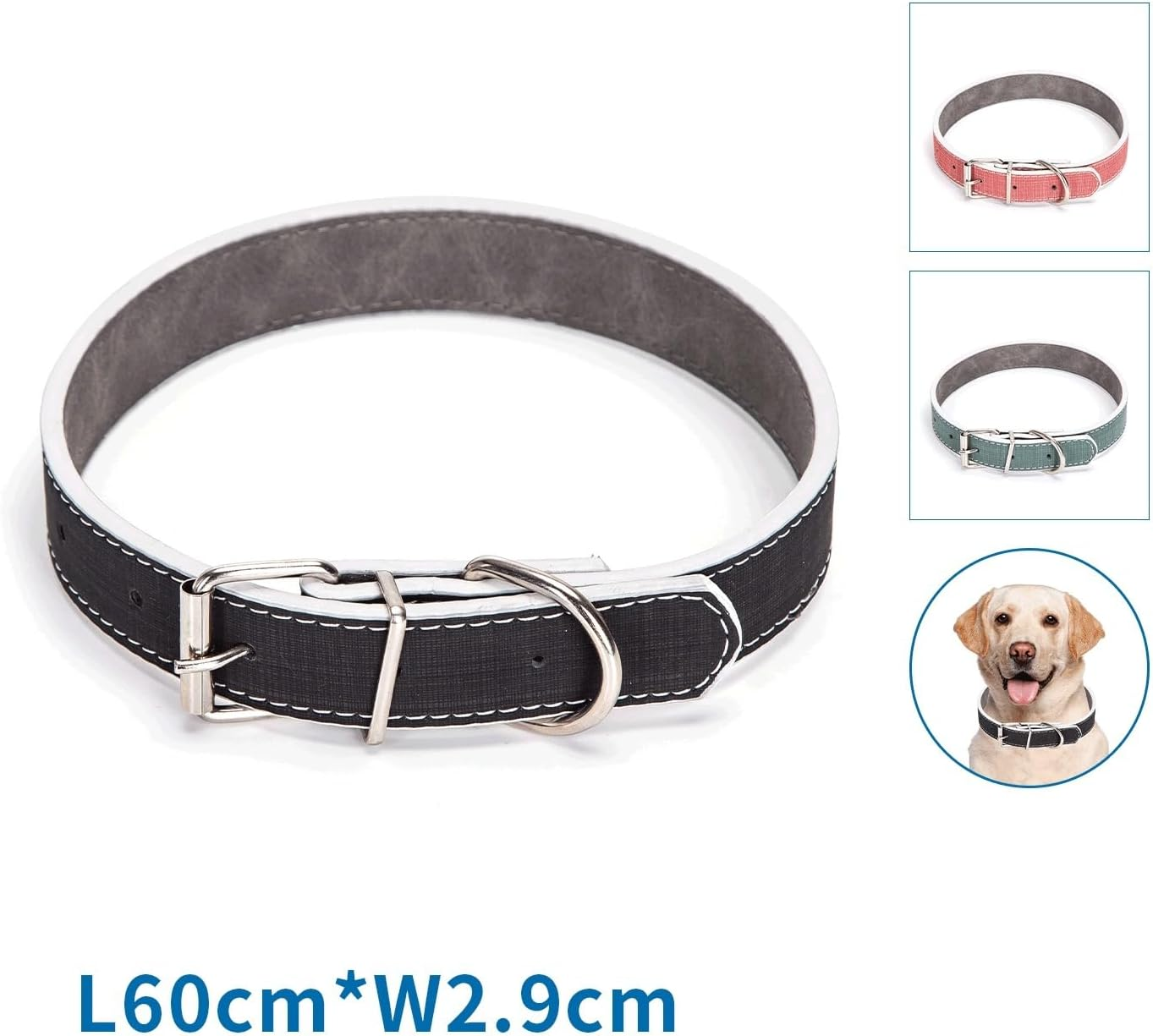 Strong PU Leather Dog Collar, Adjustable and Durable; Ideal for Walking and Pet Training. image number 2