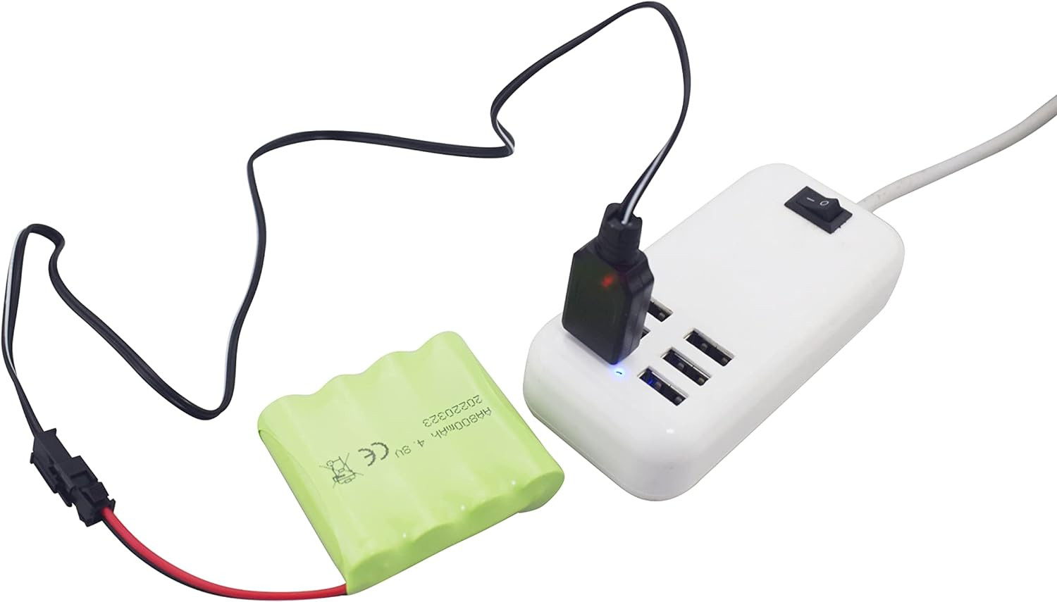 2PCS AA 4.8V 800Mah Rechargeable RC Car Battery SM2P Plug RC Truck Stunt Car Excavator Car Battery and USB Charging Cable image number 2