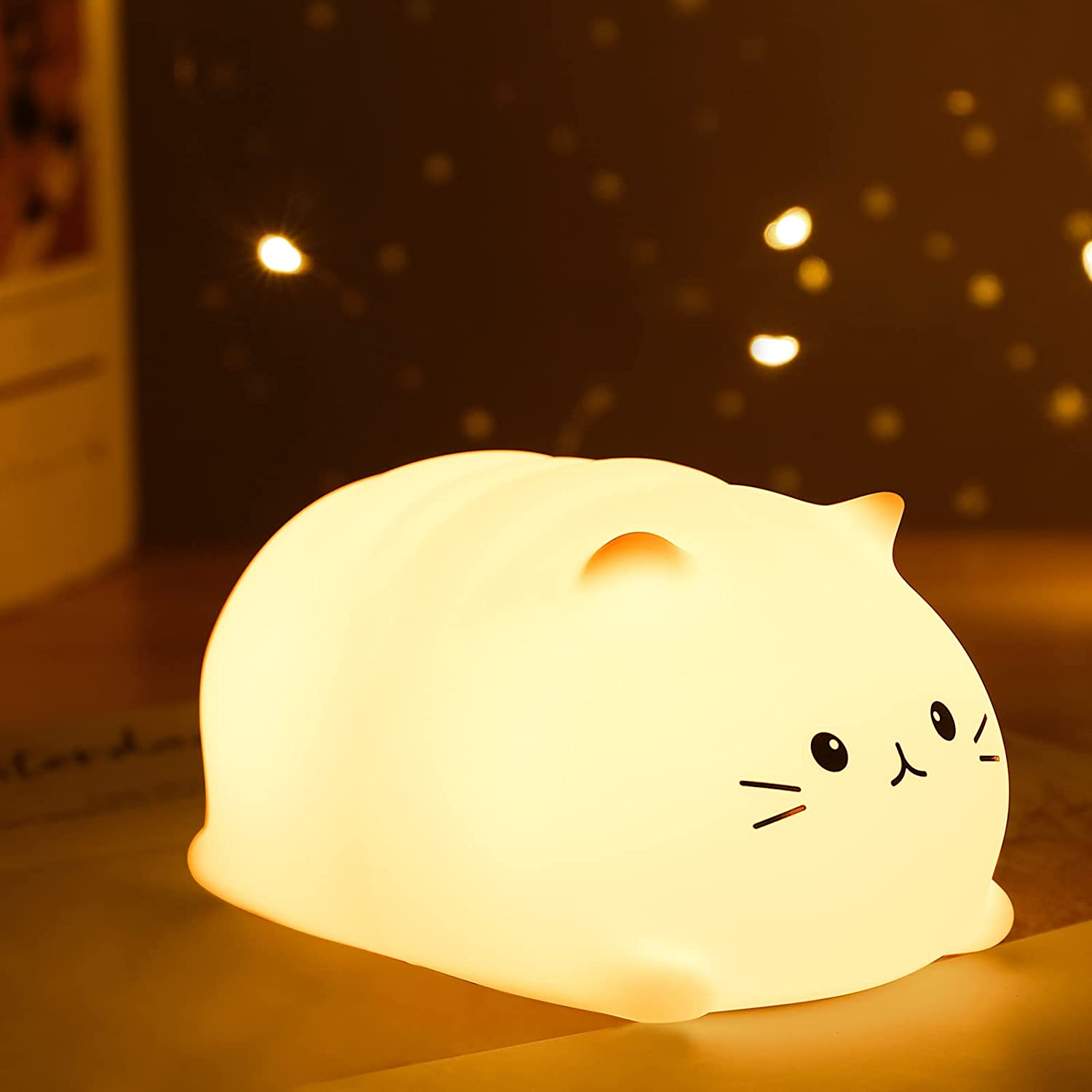 Zklili Kids Night Light, Cute Cat Lamp for Bedroom, Birthday Gifts for Girls Boys Baby, Silicone Nursery Animals Nightlights - Cat Lamp- Recharge image number 3