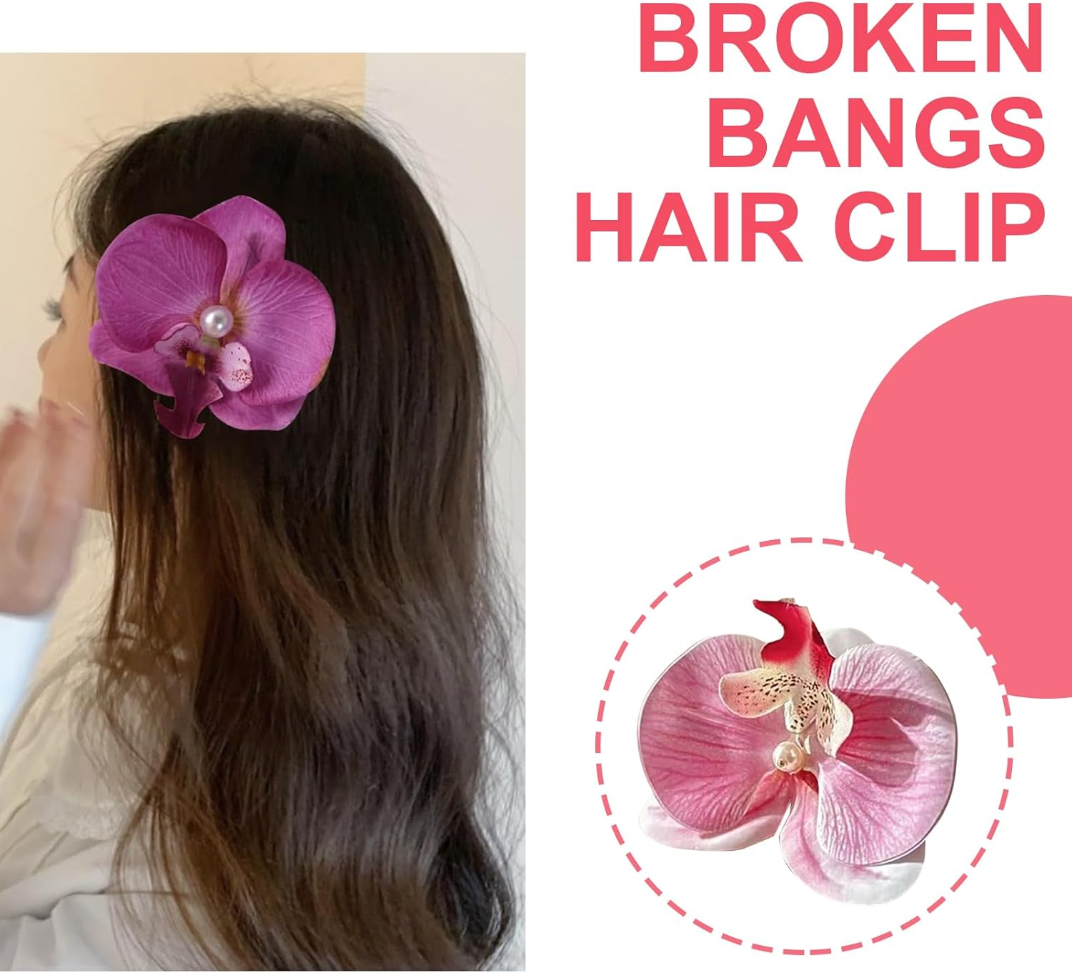 Ruzister 3 Pieces Hawaiian Flower Hair Clips Bohemian Hairpin with Butterfly Orchid Artificial Phalaenopsis Hair Clip for Holiday Seaside image number 4
