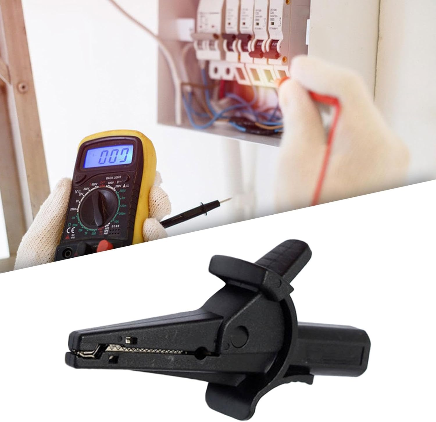 Harayaa Heavy Duty Alligator Clip Crocodile Clamp Easy to Use Electrical Testing Test Clip, Insulation Protecting for Automotive, Car, Black - Red image number 2