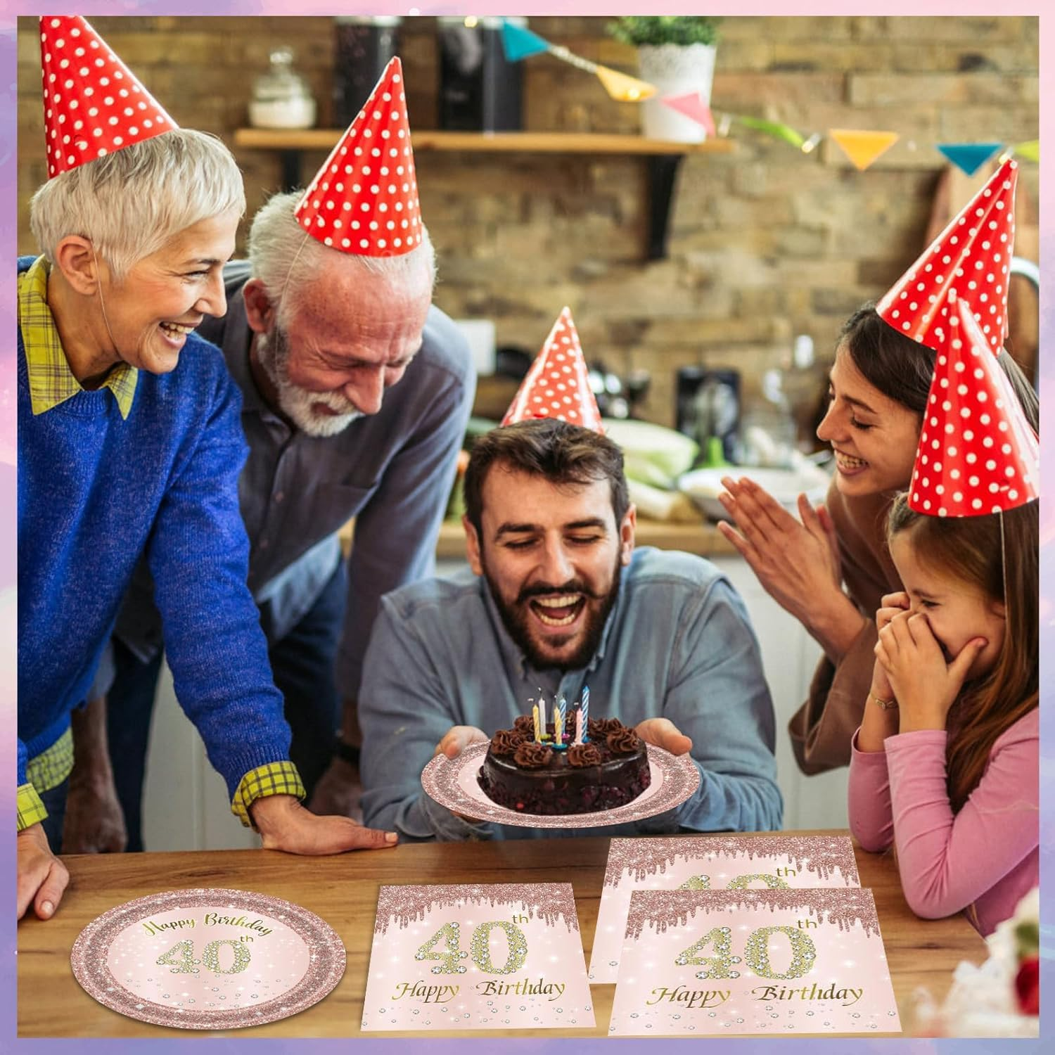 40PCS 40Th Happy Birthday Napkins Rose Gold 40Th Birthday Napkin Vintage 1984 Dessert Cocktail Beverage Napkins for Women 40Th Birthday Anniversary Party Favors 2-Ply - 16Th image number 3