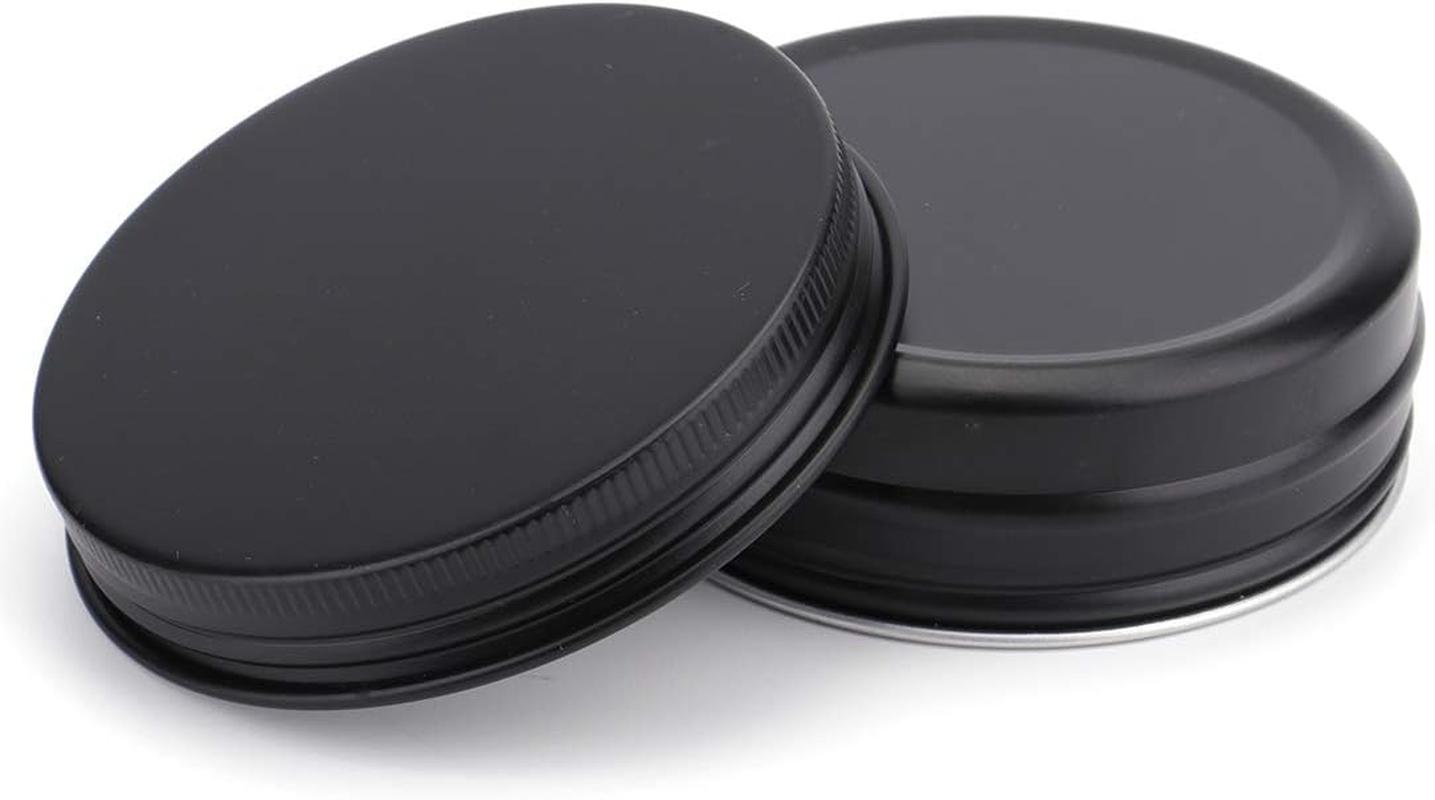 Foraineam 48 Pack 2 Oz round Lip Balm Tin Cans - Aluminum Cosmetic Sample Containers with Screw Lid - Matte Black Metal Empty Tins Storage Travel Tin Jars image number 3