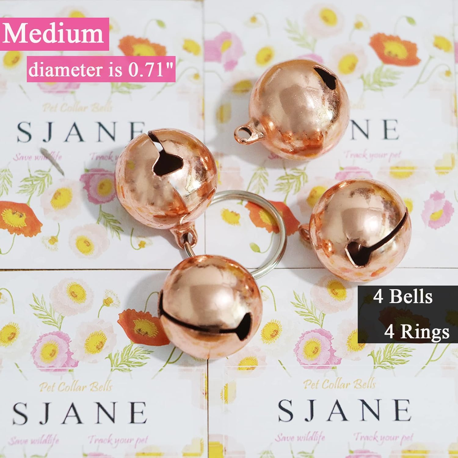 SJANE 4 Pack Cat & Dog Copper Bells - Pet Tracker Training | Pet Collar Accessories | save Birds & Wildlife image number 4