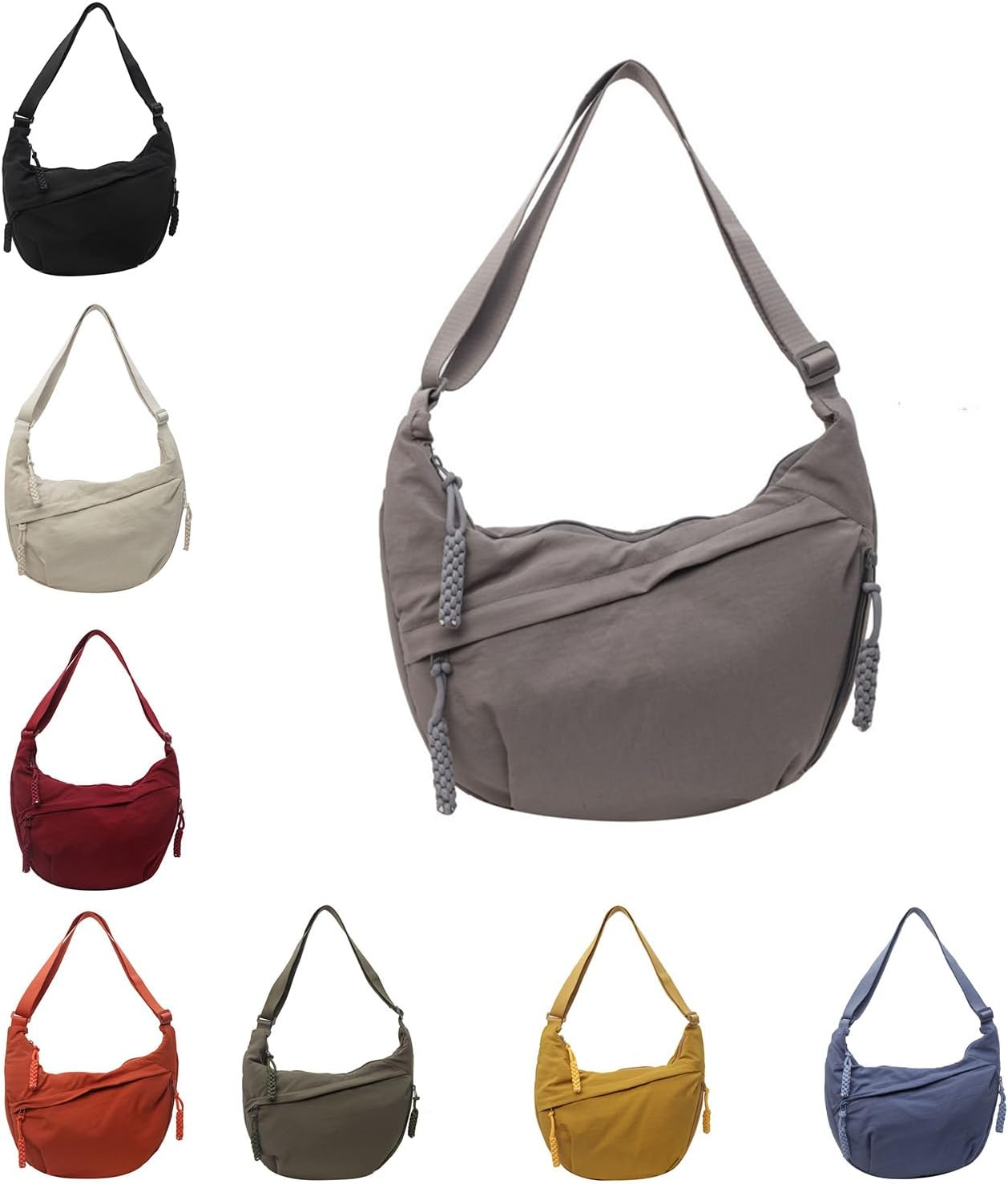 Regularlyk Crossbody Bag, Regularlyk Nylon Crossbodys Bag, Fashion Plain Color Nylons Crossbody Bags, Nylon Crescent Bags Crossbody for Women, Large Capacity, Suitable for Daily Use and Travel