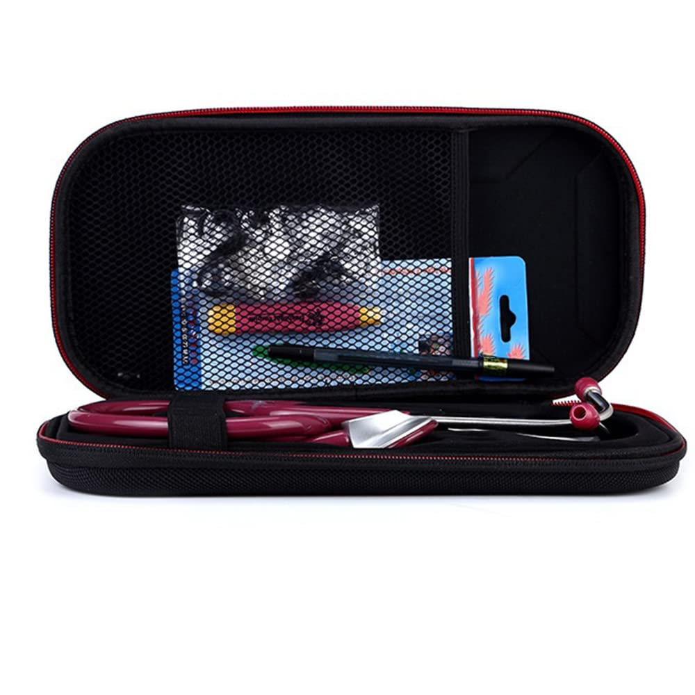 Hard Portable Stethoscope Carrying Case Storage Box Shell Mesh Pockets for III Stethoscope Organizer Bag