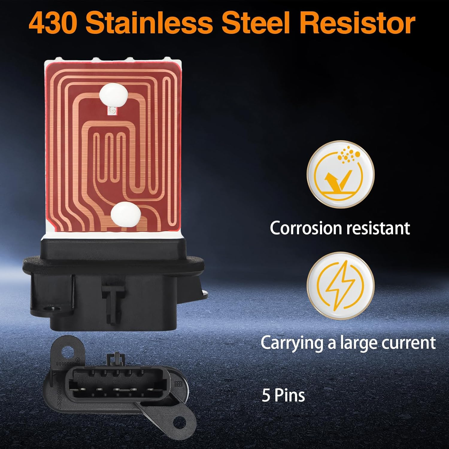 HVAC Blower Motor Resistor Kit AC Blower Control Module with 13 AWG Connector Wire Harness Compatible with Chevrolet Sonic 2012-2021 Spark 2013-2015 Trax 2015-2022 Replace# 95018066 94560526 image number 3