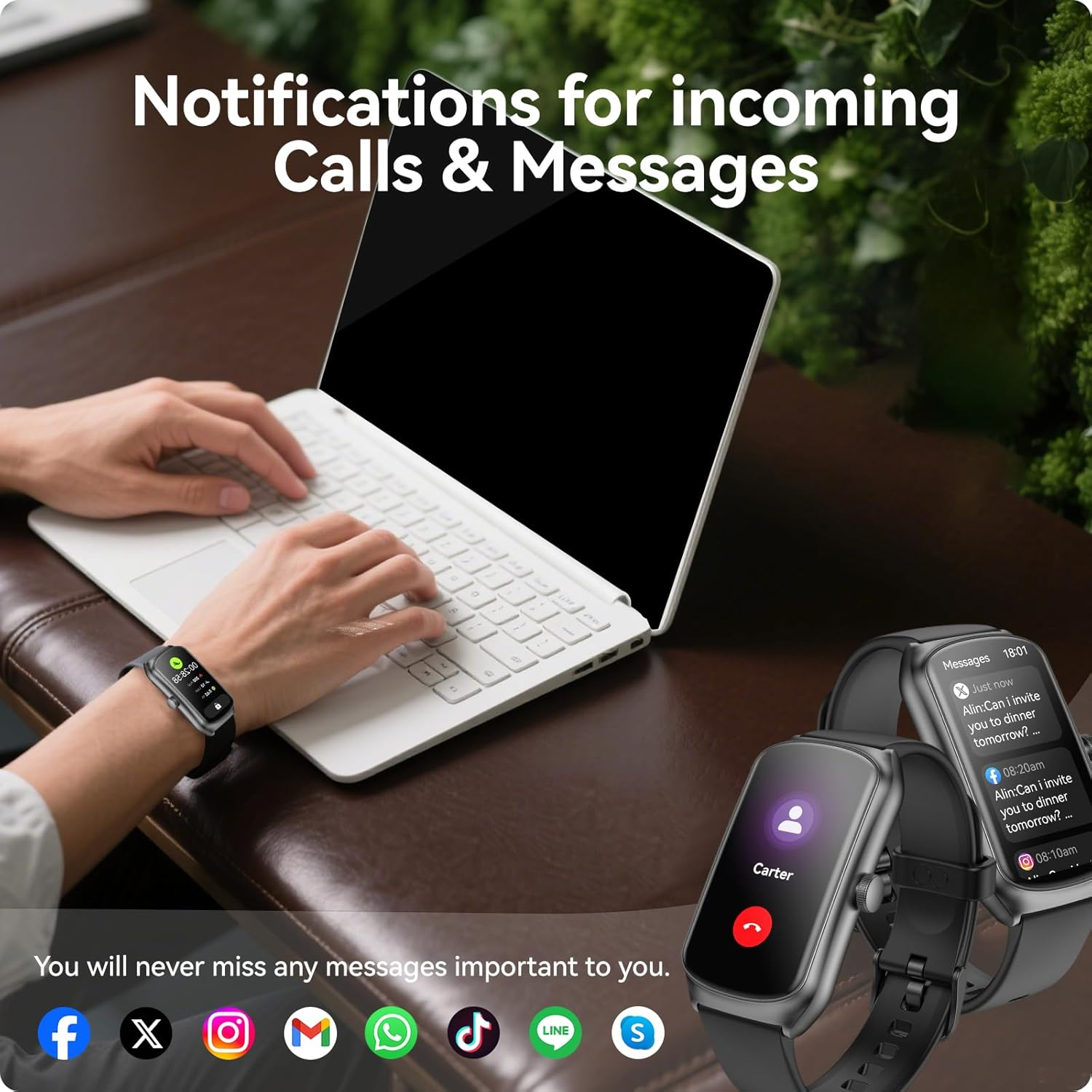 Fitness Trackers Android Iphone Compatible, AMOLED Smart Watches with Heart Rate/Waterproof/Sleep/Pedometer Monitor Step Tracker Counter for Men Women (Red, Band*2) image number 2