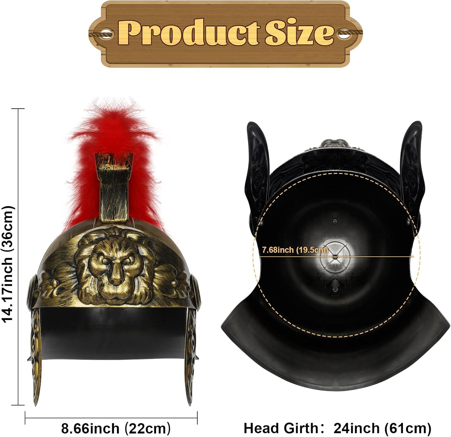 Medieval Roman Knight Helmet,Plastic Greek Spartan Gladiator Helmet Medieval Costume Accessories,Halloween Cosplay Hat image number 1