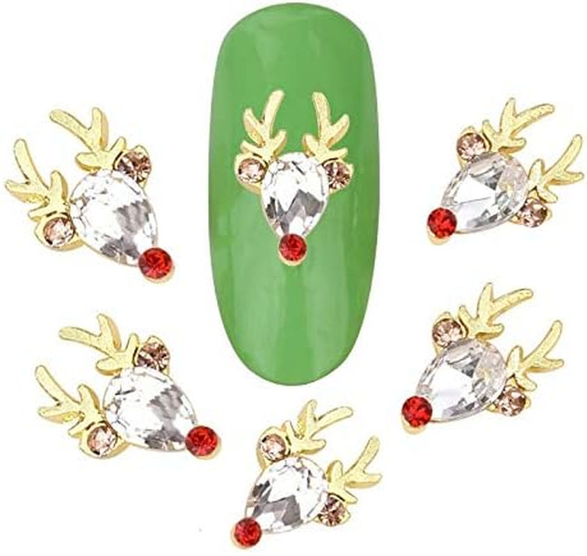 10Pcs Golden Deer Shape Manicure Ornament Nail Rhinestone DIY Nail Art Decorations 7X11Mm Zhengpingpai image number 1