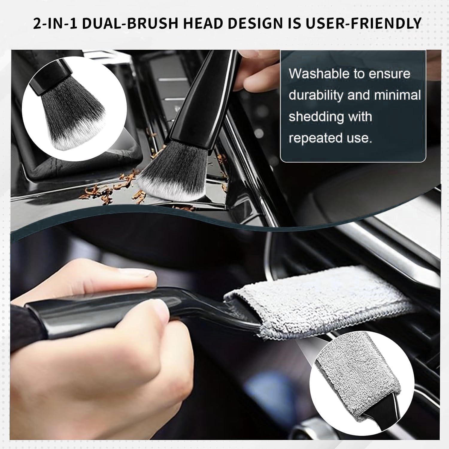 7Pcs Car Detailing Brush Set, Car Interior Detailing Brushes Auto Ultra-Soft Detail Cleaning Brush Dust Removal Brushes Tool for Cleaning Dashboard,Car Interior, Air Conditioner Vents image number 4