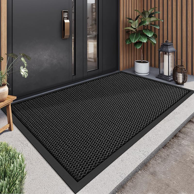 Front Door Mat outside Entrance 90X60Cm &ndash; Heavy Duty Sturdy High Elastic Muddy Mats for Indoor Outdoor, 9Mm Thick Hollow Design, Waterproof Non-Slip Rubber Mat for Entryway, Balcony, Porch image number 3