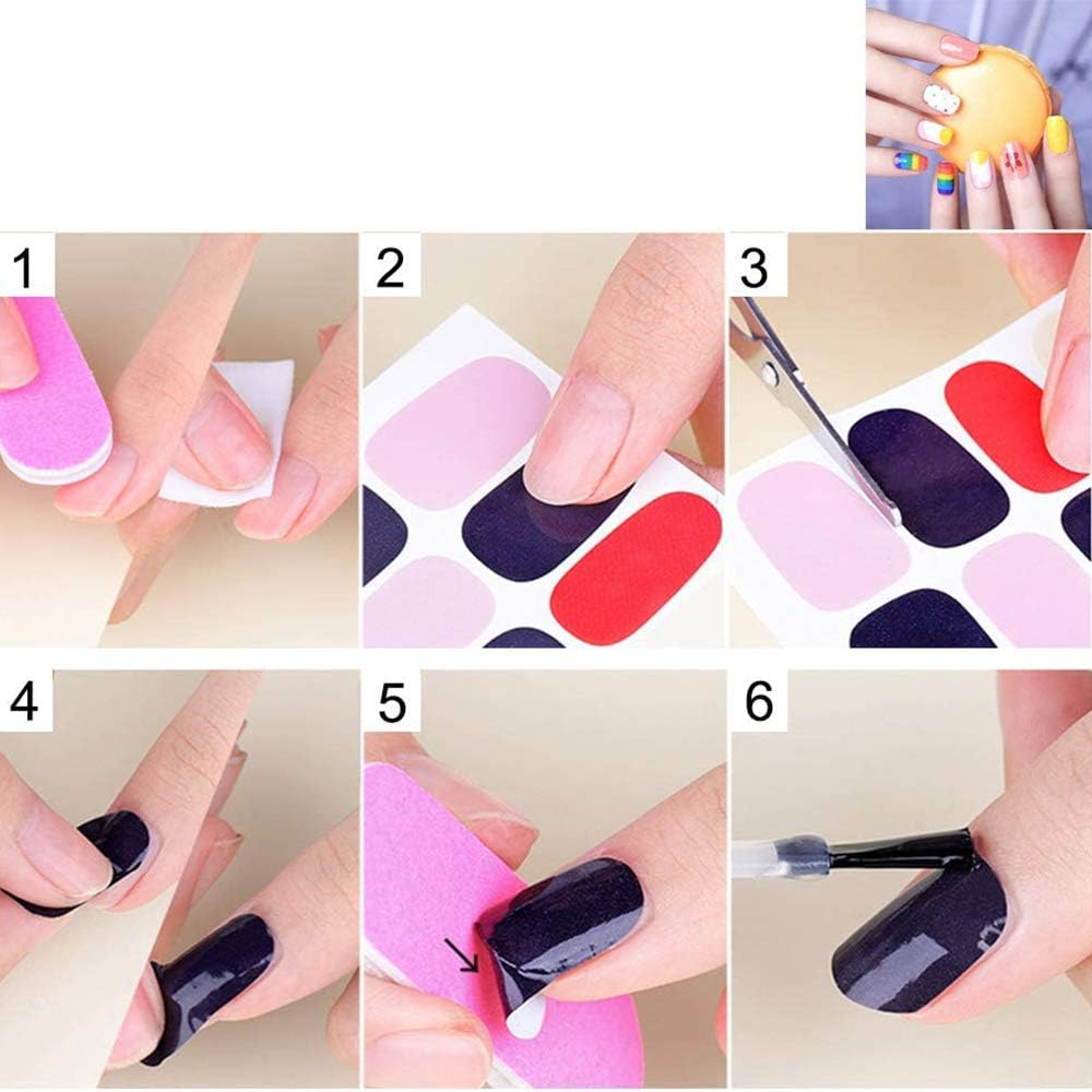 8 Sheets 112 Pieces Wraps Nail Polish Stickers Self-Adhesive Nail Art Decals Strips Manicure Kits Nail Designs image number 2