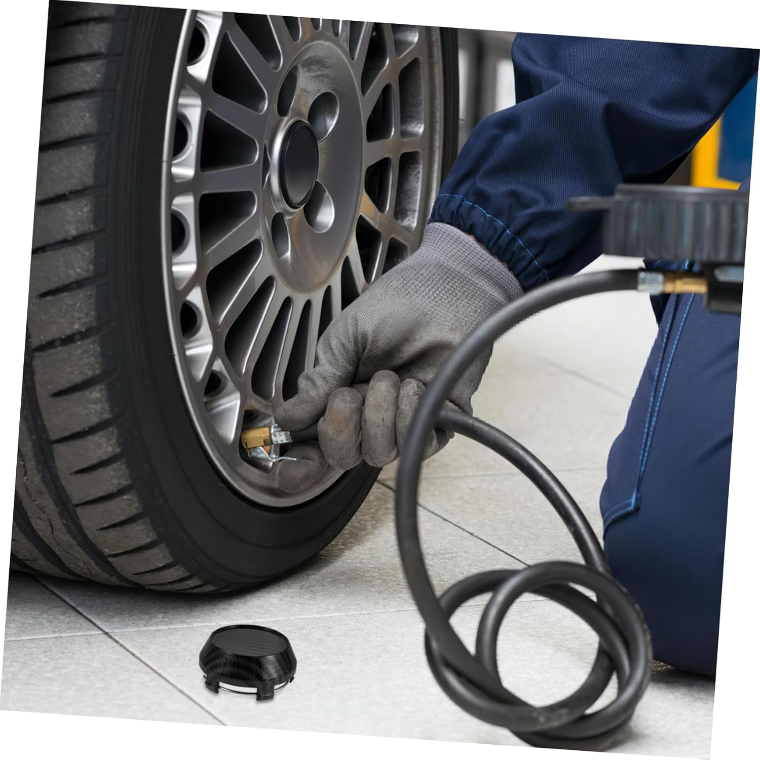 BESTOYARD 4Pcs Carbon Fiber Hubcaps Wheel Caps Center for Car Wheel Center Cover Raised Design for Enhanced Visual Appeal Vehicles image number 5