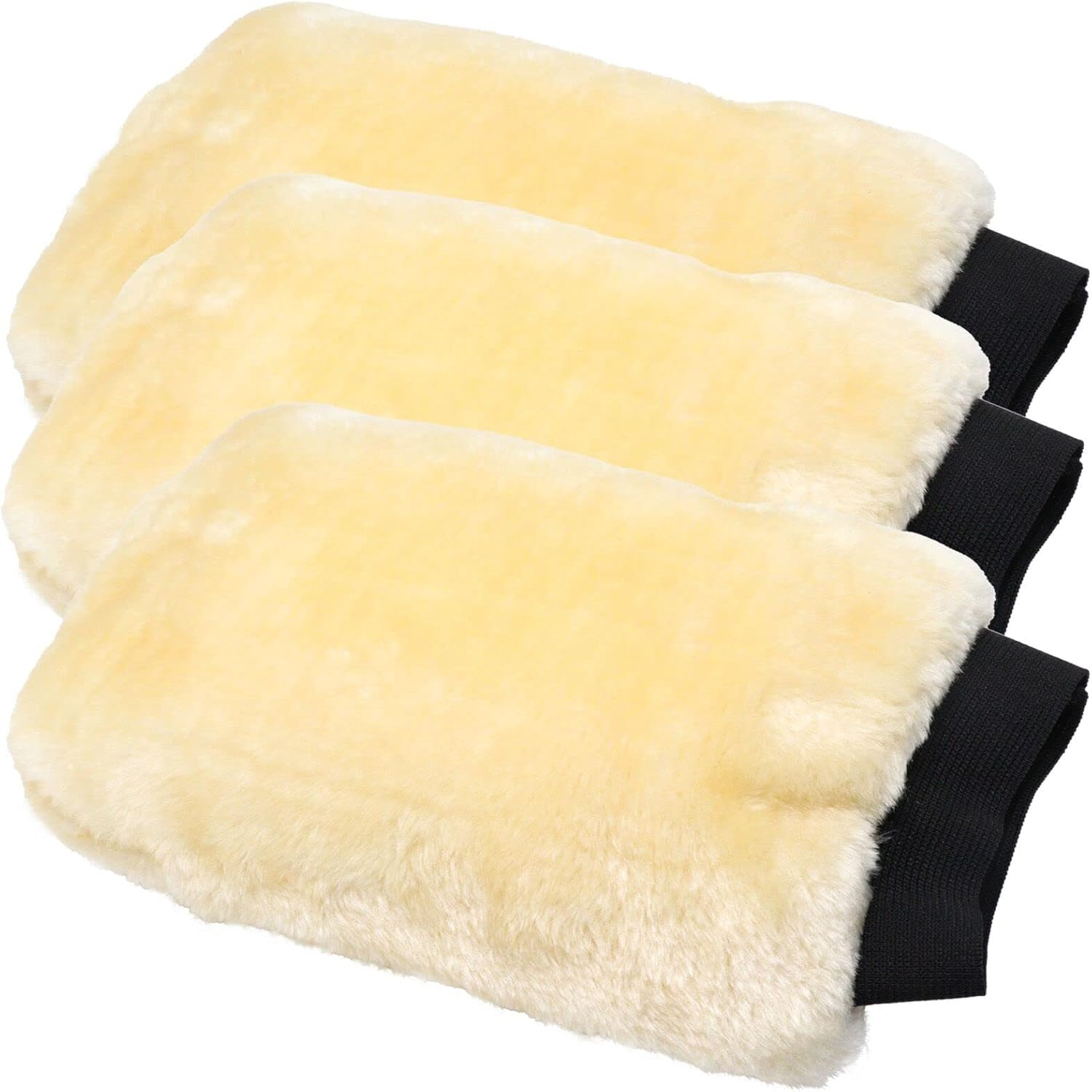 N&D Benliu Natural Wool Car Wash Mitt Scratch-Free Sheepskin Wash Mitt 3 Pcs image number 3