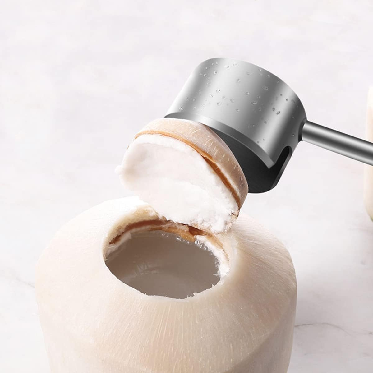 Coconut Opener Tool Set, Food Grade Stainless Steel Coconut Opener Kit, Shell Opener, Hammer, Coconut Grater, Hole Opener (4 Pieces)