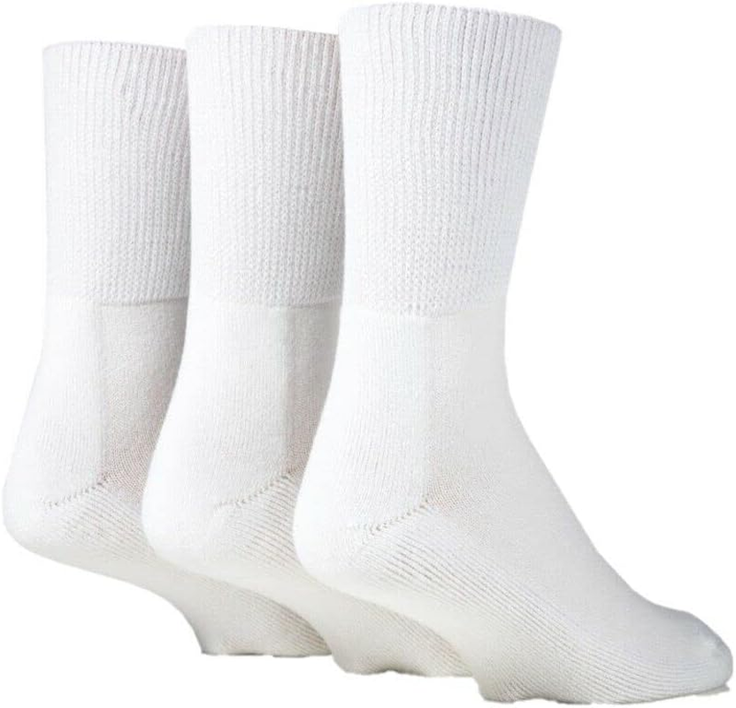 IOMI FOOTNURSE Non-Binding Bamboo Blend Diabetic Socks - Cushioned Foot - Unisex - Comfortable and Therapeutic - 3 Pairs (Black) image number 4
