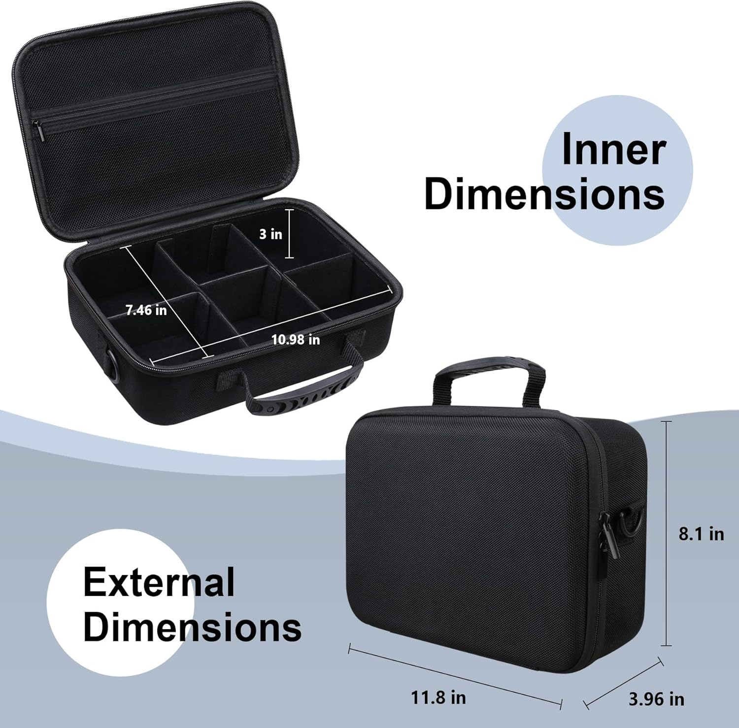 RAIALL Camera Case for Canon EOS Rebel T7/ R100/ R50V/ R50/ R5/ R6 Mark II/ R7/ R8/ 90D/ 5D Mark IV DSLR Camera, Lens, Tripod, Hard Protective Travel Bag with a Shoulder Strap and 5 Dividers, Black image number 1