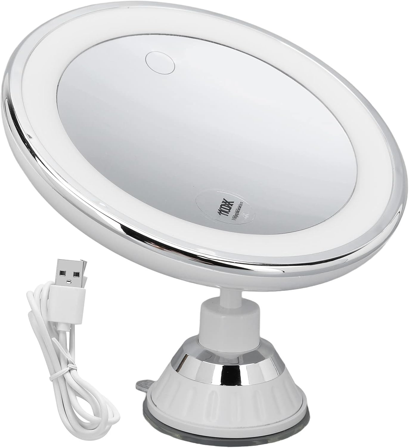 Lighted Makeup Mirror, Suction Cup Makeup Mirror 10X with 3 Light Colors Battery Powered Makeup Mirror 10X Magnify with Suction Cups for Makeup image number 4