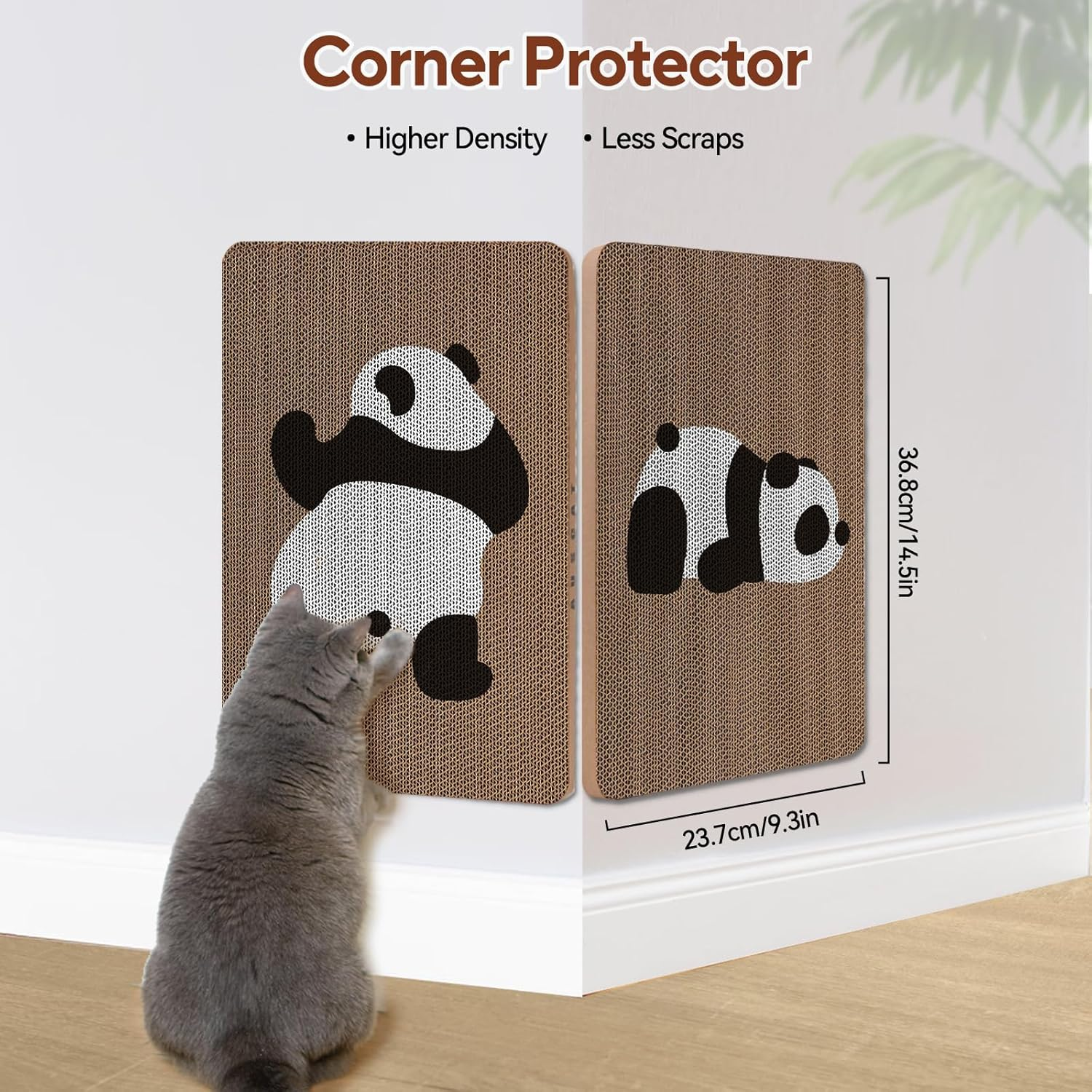 AUSCAT Cardboard Cat Wall Scratcher, 7 Cat Scratching Boards with Box, Wall Mounted Cat Scratching Pads for Indoor Cats, Furniture Protector, 14.5" X 9.3", Panda Pattern image number 5
