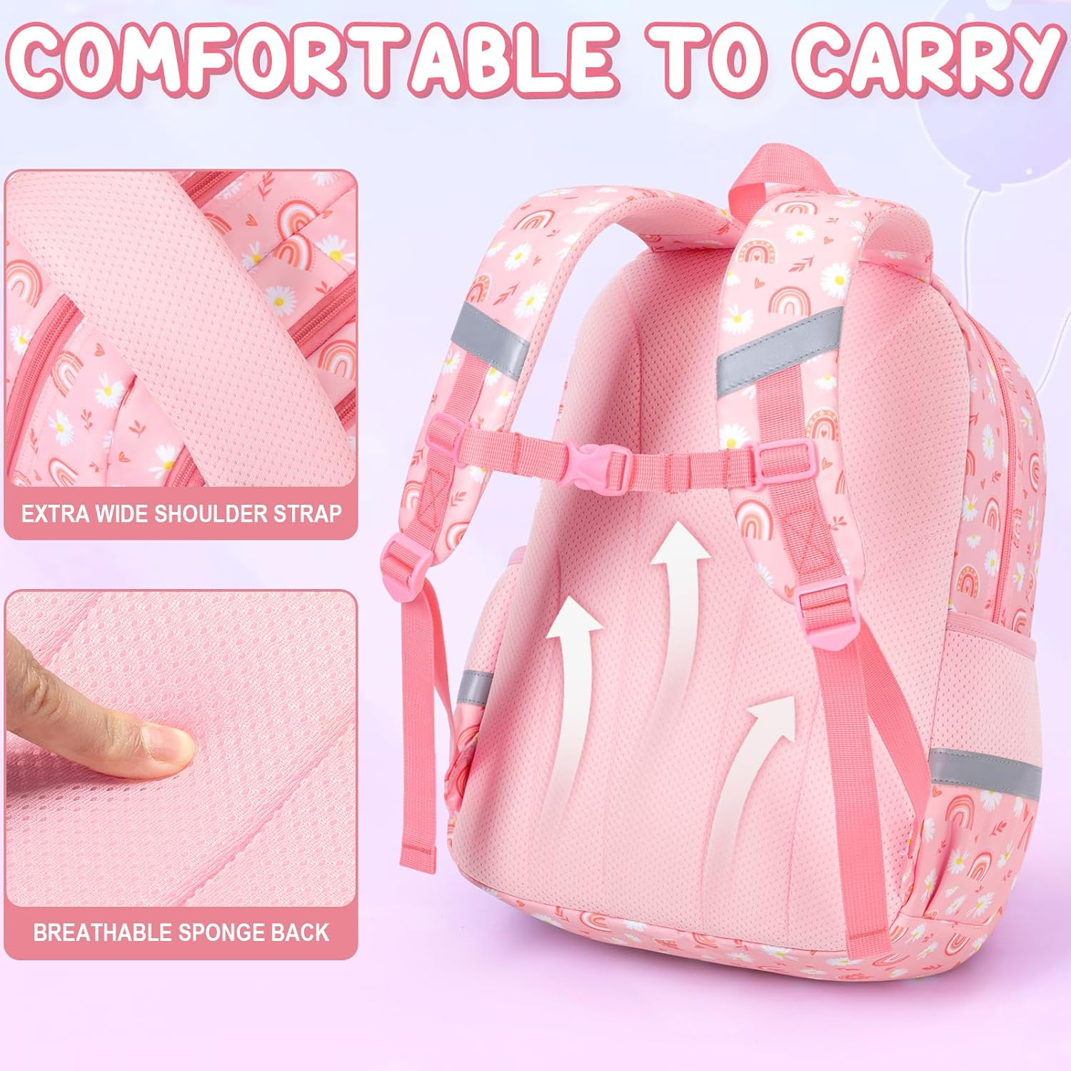 Fimibuke Kids Backpack for School Boys Girls - 3PCS Waterproof Toddler School Bag with Lunch Box & Pencil Case for Ages 3-12 image number 3