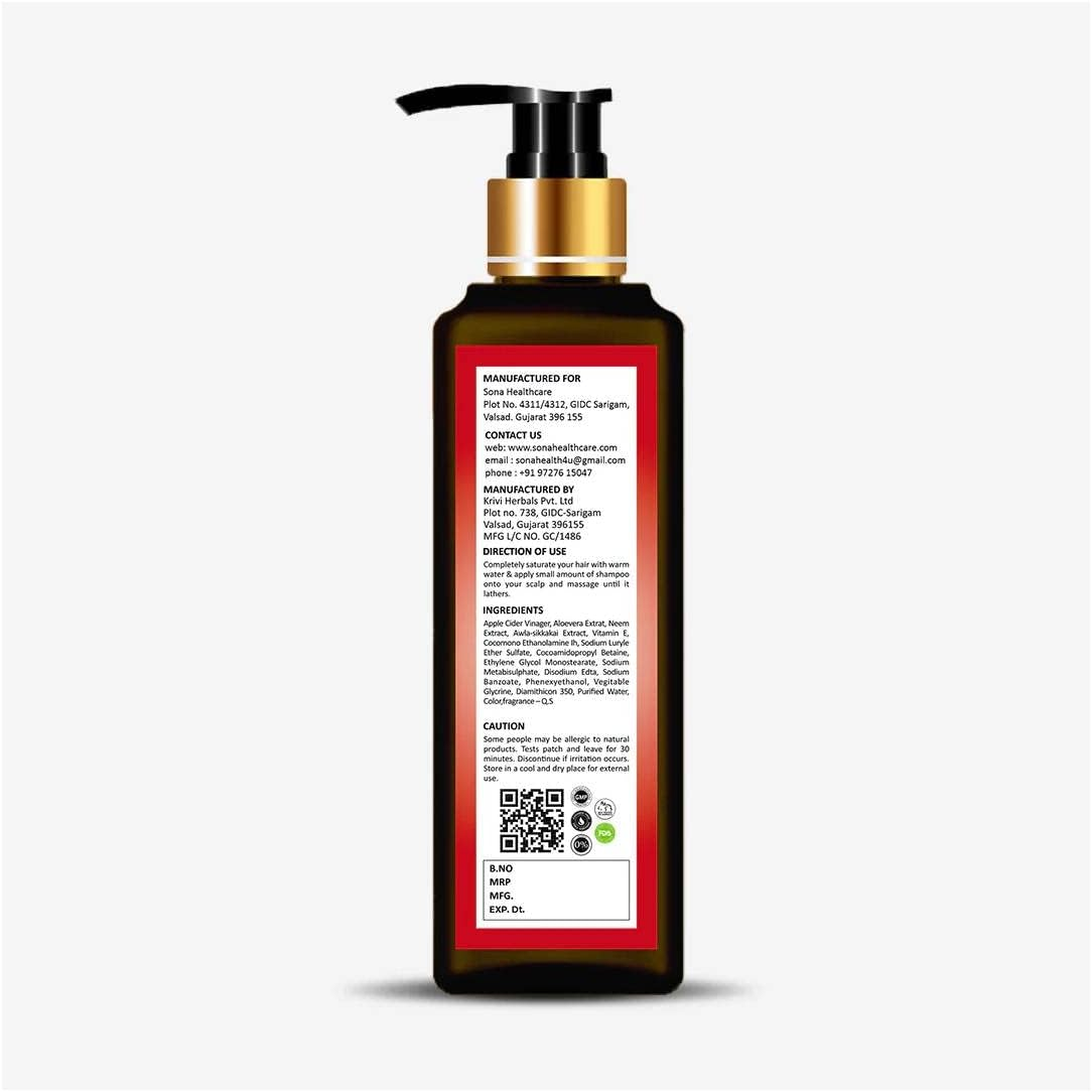Sona Healthcare Apple Cider Vinegar Shampoo with Apple Cider Vinegar, and Vitamin E, No Paraben image number 3