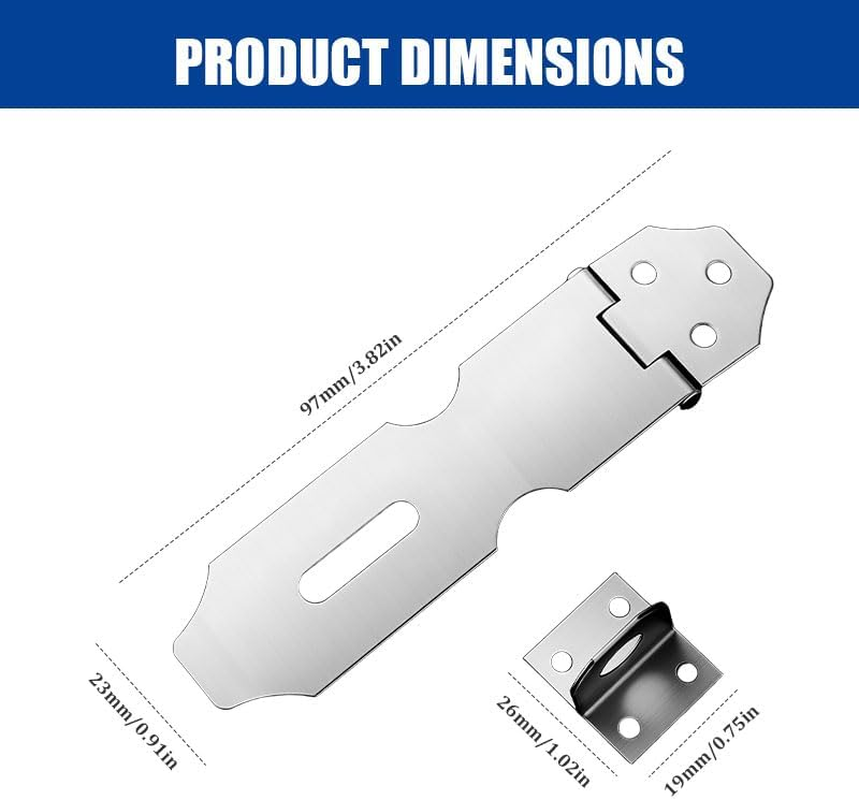 3 Pcs Door Latch Padlock Catch Stainless Steel Padlock Hasp Lock for Cupboard Cabinet, Internal and External Door, Window, Pet Cage, Staple Heavy Duty Garden Gate Latch