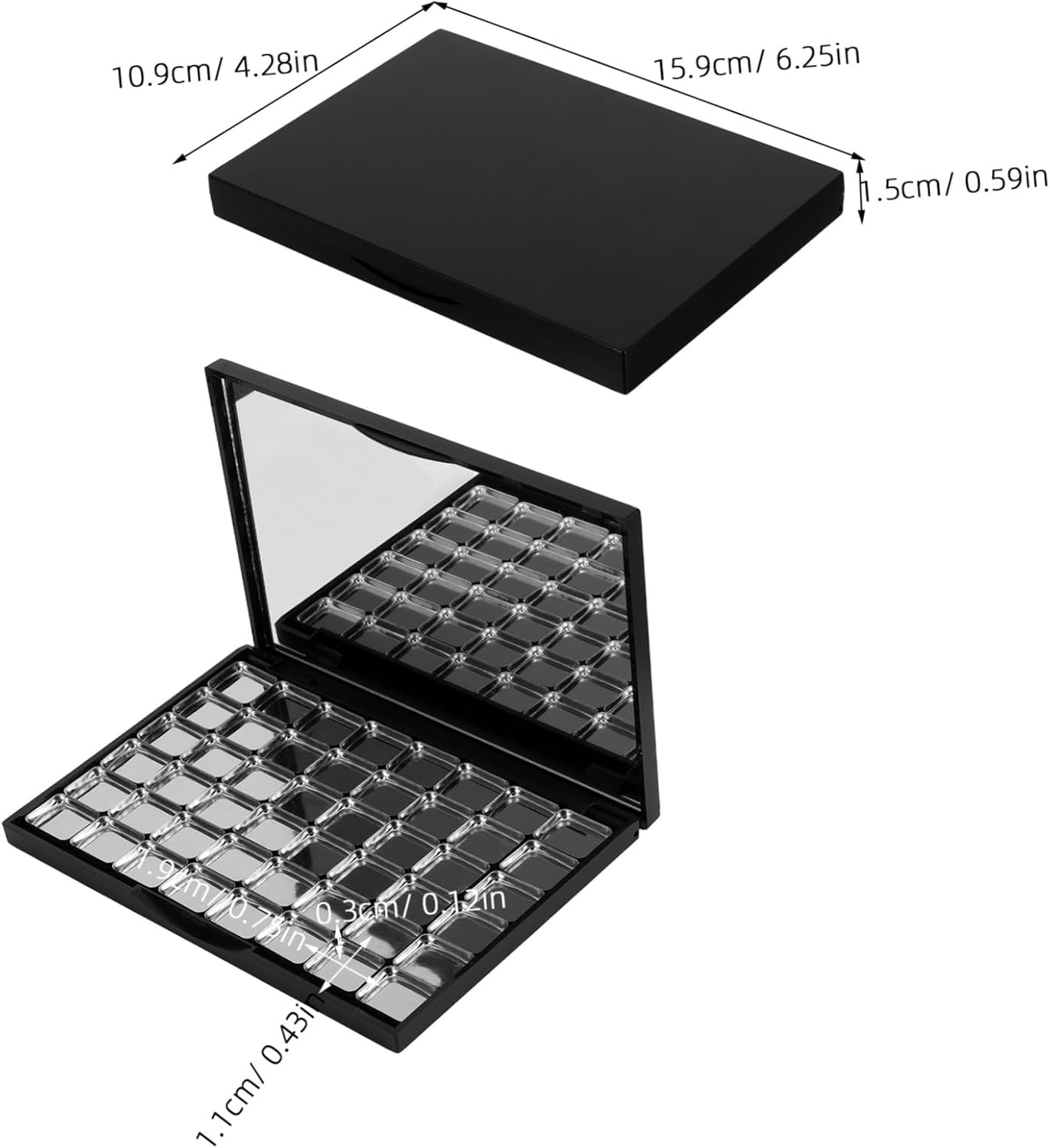 CHICAMPERA 48Pcs Empty Magnetic Eyeshadow Palette with Mirror Refillable Makeup Organizer for Eyeshadow and Blush Powder Includes Metal Pans Travel Friendly Cosmetic Storage Case image number 4