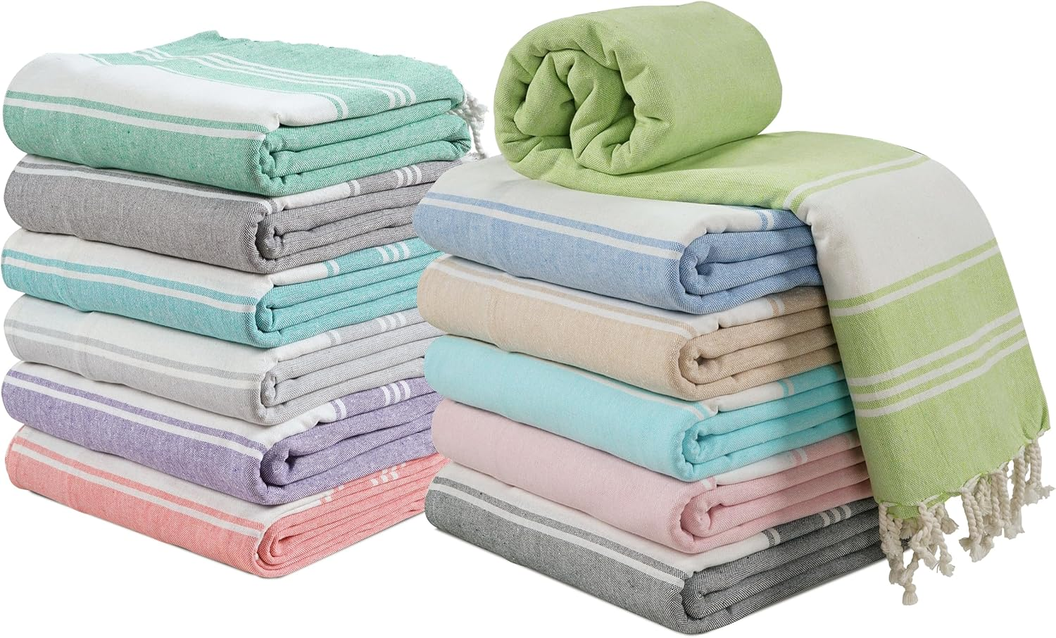 LANE LINEN Beach Towels 6 Pack, Oversized Beach Towel, Lightweight Beach Essentials for Women, Large Pool Towel, Absorbent & Quick Dry, Sand Free Beach Towel, 39"X71" - Nautical Color