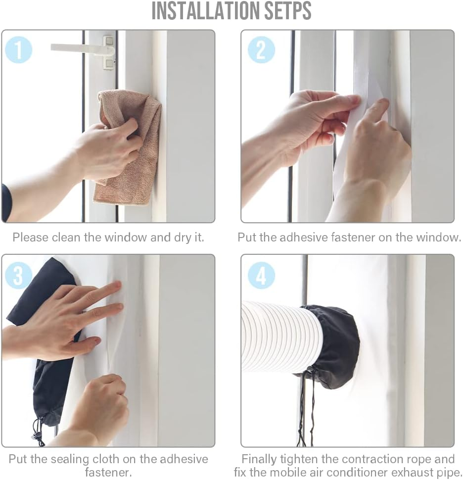 BEWAVE Portable AC Window Seal, 158Inch/400Cm Universal, White, Polyester, Window Seal, Weather Strip, 157 Inches image number 3