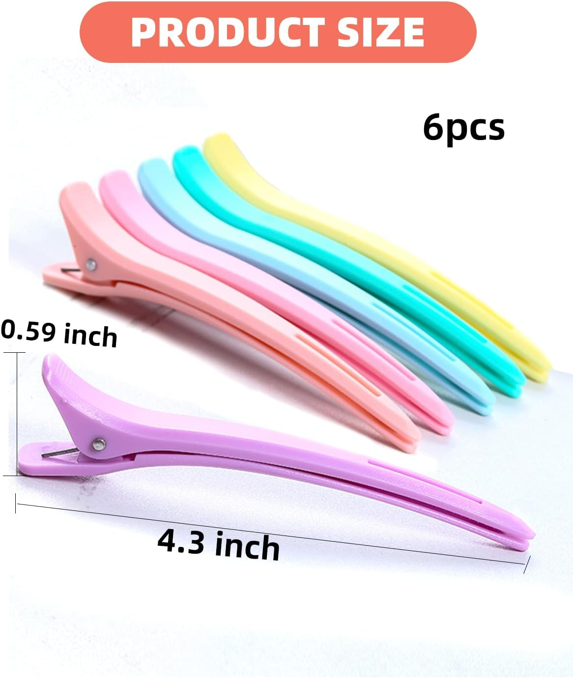 KGDUYC Pack of 6 Hair Clips Hairdresser, Hair Clips for Styling and Cutting, No-Trace Section Clips, Hairdresser with Silicone Band, Professional Salon Hair Clips, Hairdressing Supplies, Macaron Hair