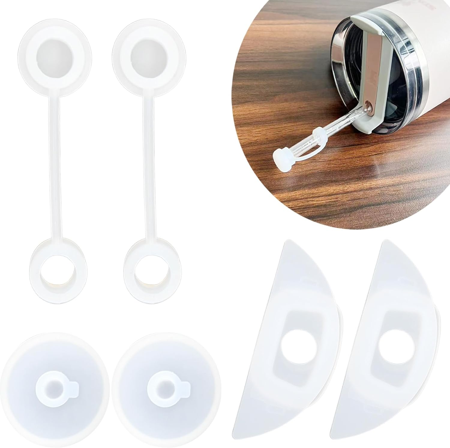 Leak Stoppers Accessories Set for Stanley H2.0 40Oz/30Oz Tumbler, Includes 2 Set No Spill Stoppers and Straw Covers, Leak Proof Stoppers for Stanley Lid (6 Pcs) image number 5
