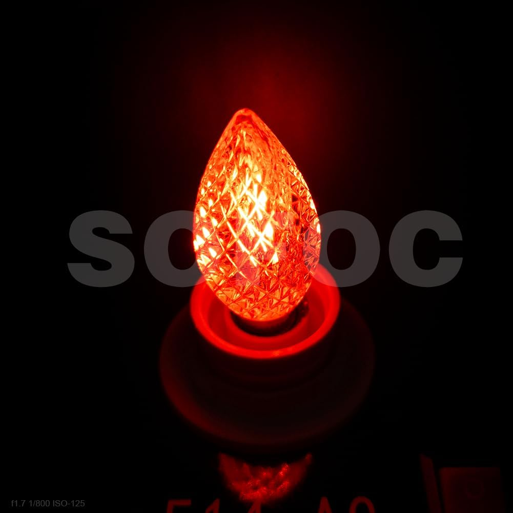 SOFOC E12 C7 30Pcs Crystal Effect LED Christmas Ambient Light Orange for outside Garden House Party Wedding Xmas Tree Decor 220V Plug & Play - Blue image number 2