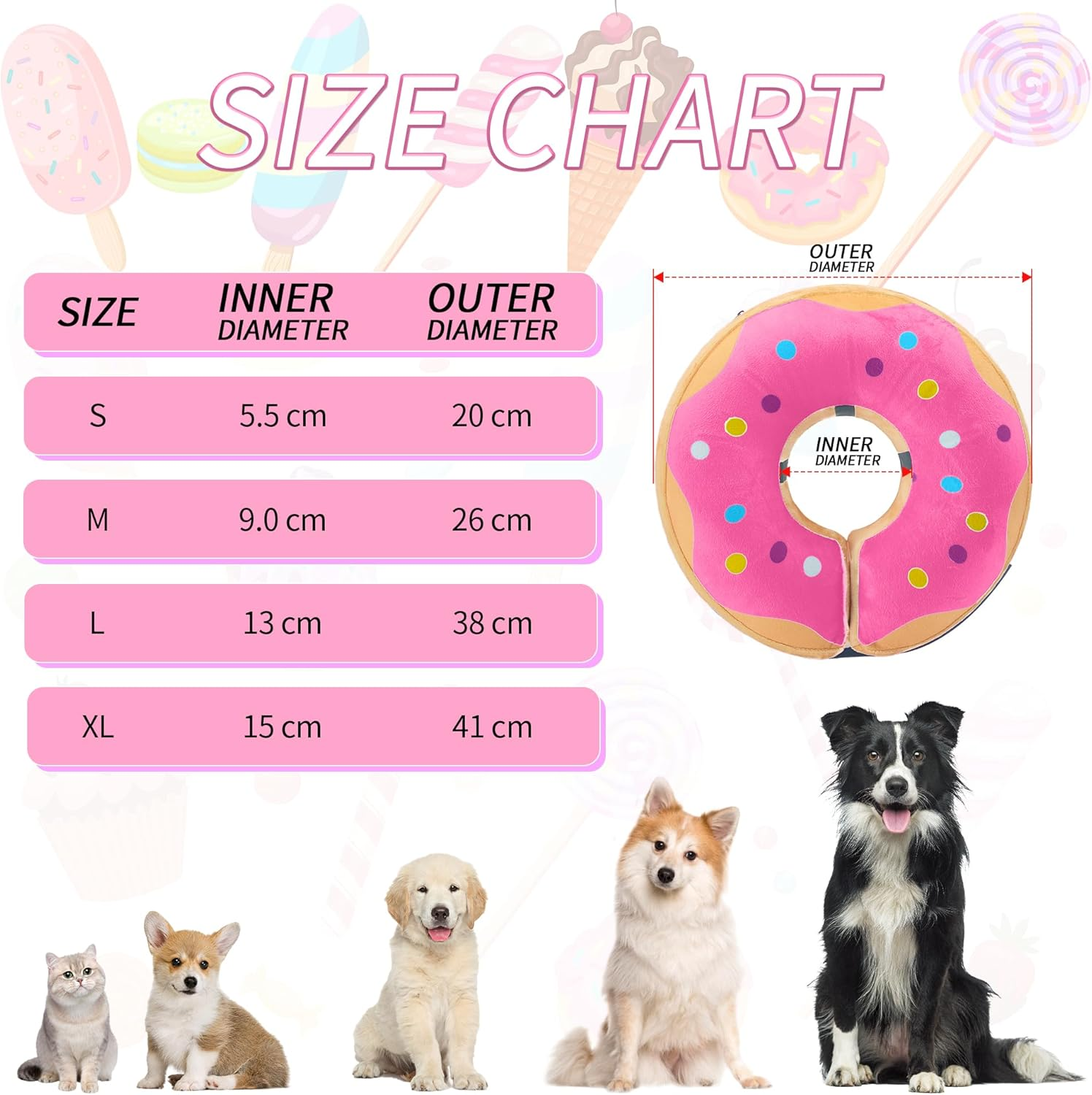 NACOCO Protective Inflatable Dog Cone Collar - Alternative after Surgery Dog Neck Donut Collar Recovery E Collar for Post Surgery Soft Dog Cone for Small Medium Dogs Cats (Pink, Small) image number 5