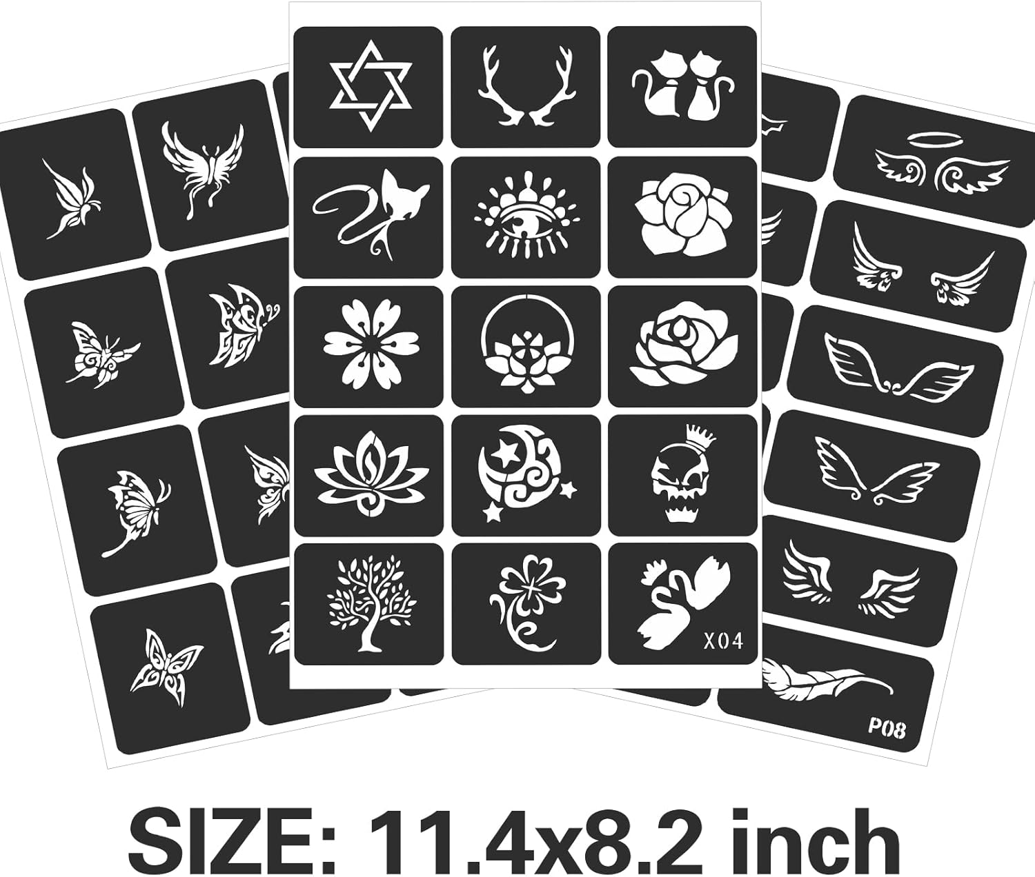 FANOST 24 Sheets Tattoo Stencils for Kids Teens Adults, Henna Tattoo Stencil Kit, 400Pcs Tattoos Design, Tattoo Stencil for Real Tattoos, Airbrush Tattoo Stencils, Henna Stencil for Face Hand Finger image number 3