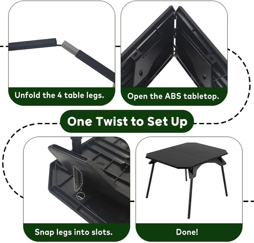 Portable Camping Table Foldable with Folding 6061 Aluminum Legs, 2-Panel ABS Tabletop, Lightweight Picnic Table with Carry Bag, High and Low Height Options for Outdoor Camping, Hiking, Bbq(Black) image number 3