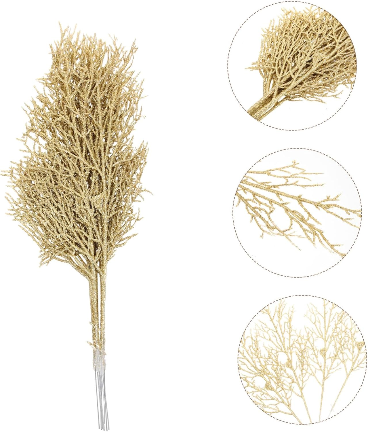 Artificial Leaves Christmas Tree Ornaments Set of 10 Glitter Plastic Decorative Leaves Xmas Festival Decorations image number 1