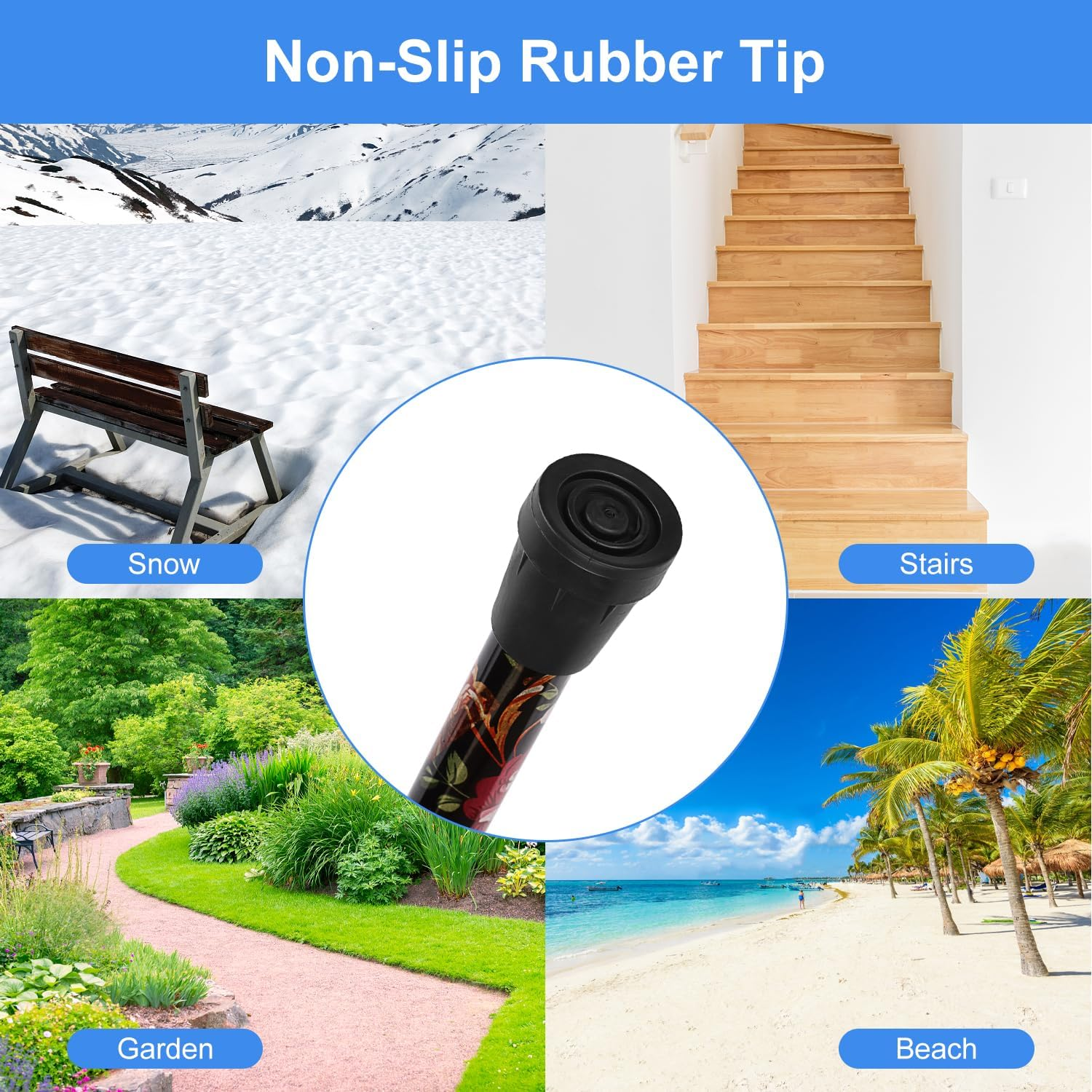 Supregear Walking Stick - Adjustable Folding Walking Sticks for Women and Men - Lightweight Portable Collapsible Balancing Aid - Travel Cane for Ladies Elderly Adults, Black Floral image number 2