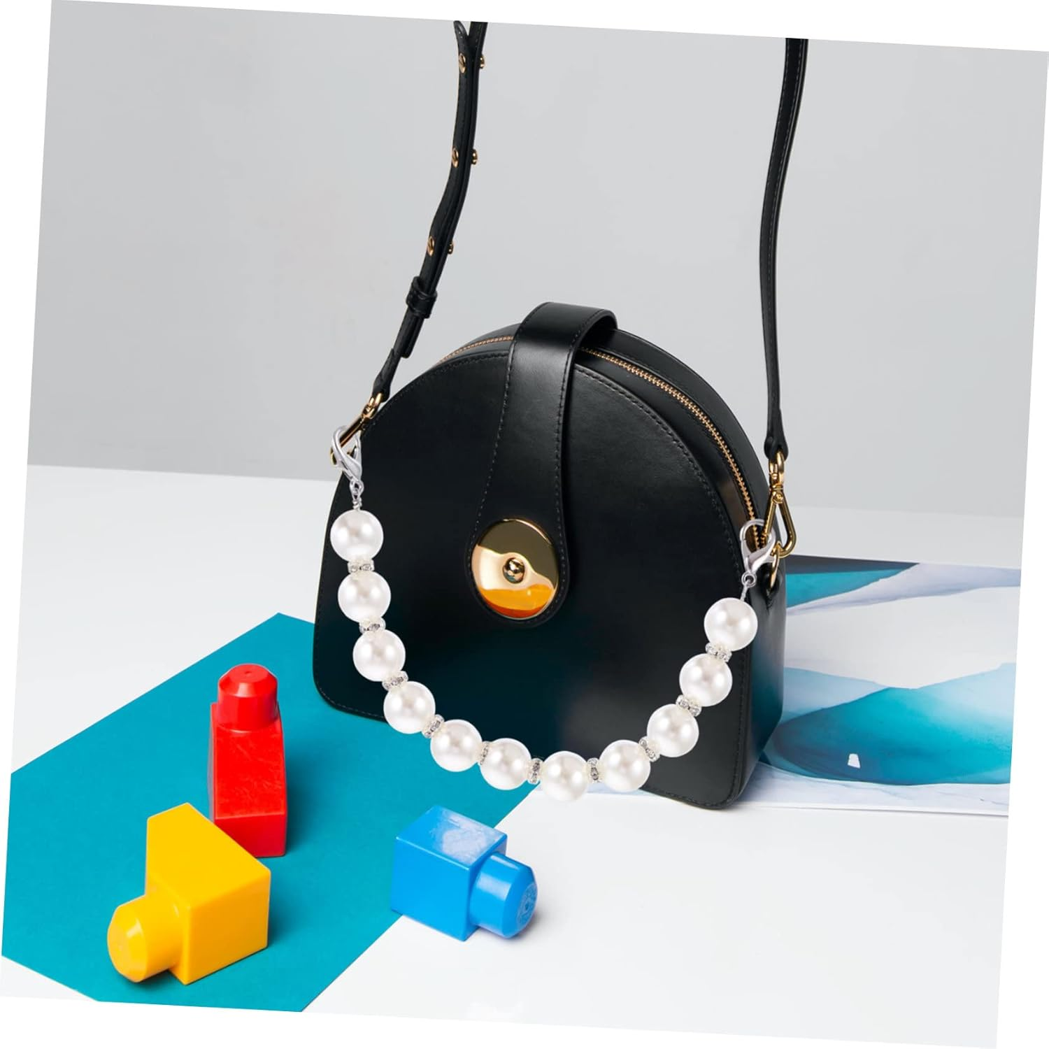 HAPINARY Fashionable Metal Pearl Chain Bag Strap Luggage Strap DIY Purse Chain Replacement for Old Broken image number 6