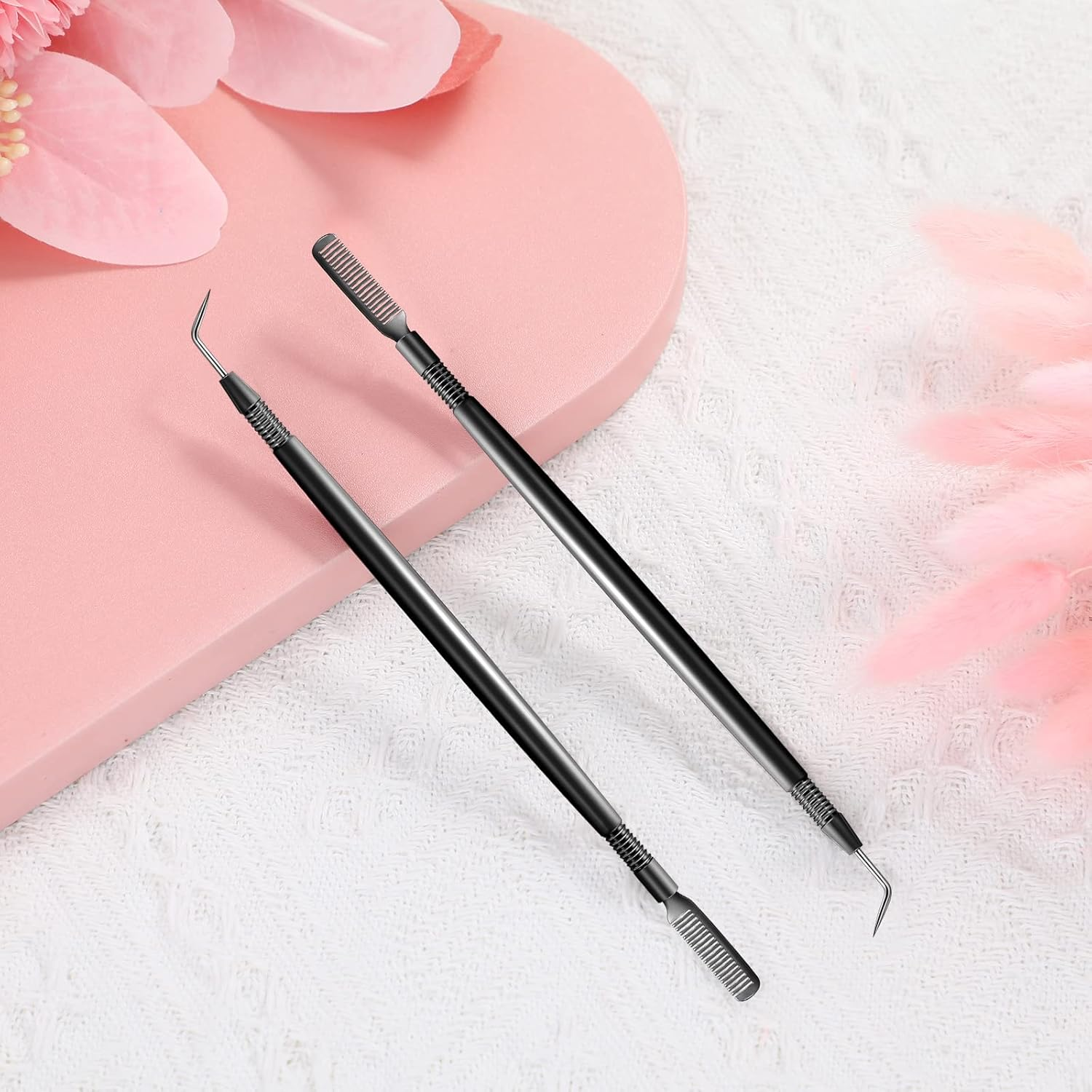 Chumia 2 Pieces 2 in 1 Lash Lift Tool Eyelash Separator Tool with Comb Stainless Steel Metal Lash Perm Lift Rods for Eyelash Eyebrow Comb Perming Tinting Curling Extension Supplies(Black) image number 2