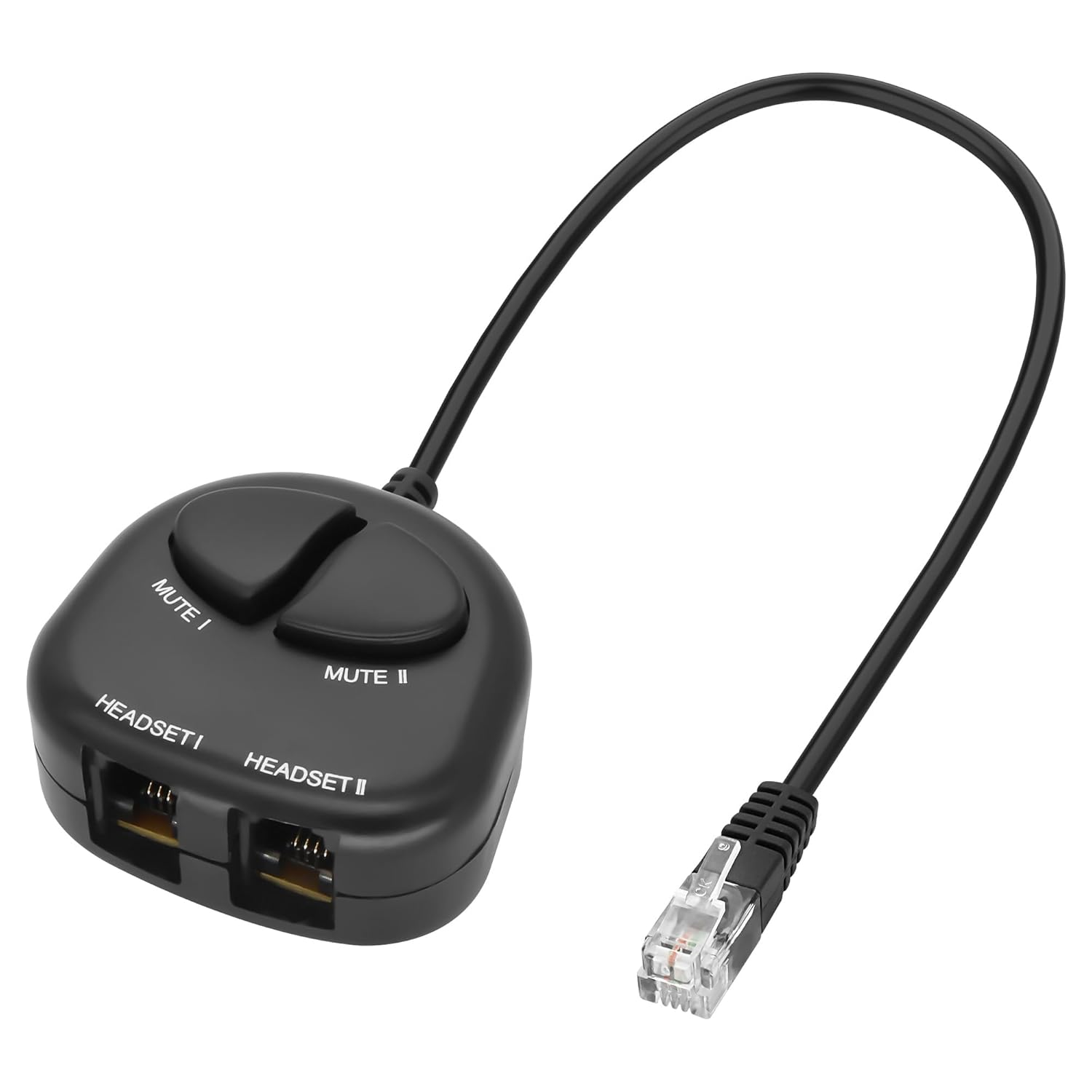 XMSJSIY RJ9 Telephone Training Adapter Headset Splitter 4P4C Phone Line Jack Y Splitter Adapter Cable with 2 Mute Buttons for Call Center -30CM/11.8INCH (2 Mute) image number 2