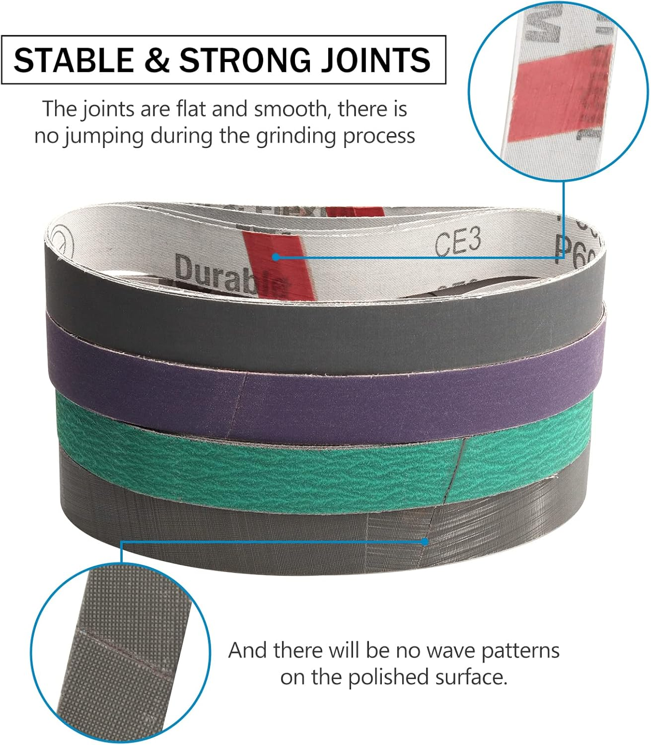 1 X 18 Inch Sanding Belts,Knife Sharpening Belt Kit Fits Work Sharp Blade Grinder Attachment of Ken Onion Edition Knife & Tool Sharpener,2 PCS Each of 120, 240, 400, 600,1000 2500 Grits,12-Pack image number 4